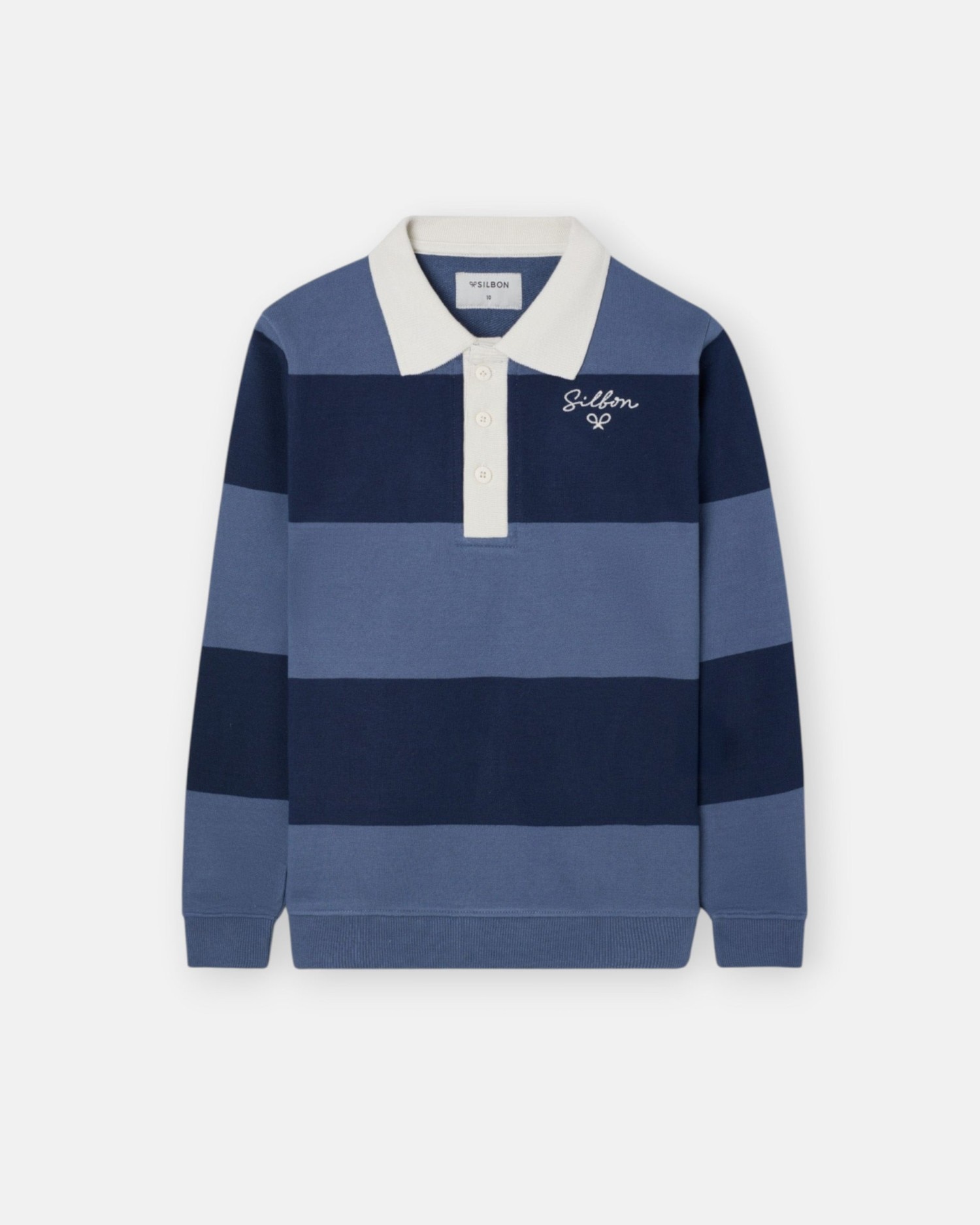 Imagen 1 de Sudadera de niño de rayas con cuello polo - Silbon - Azul marino Azul marino