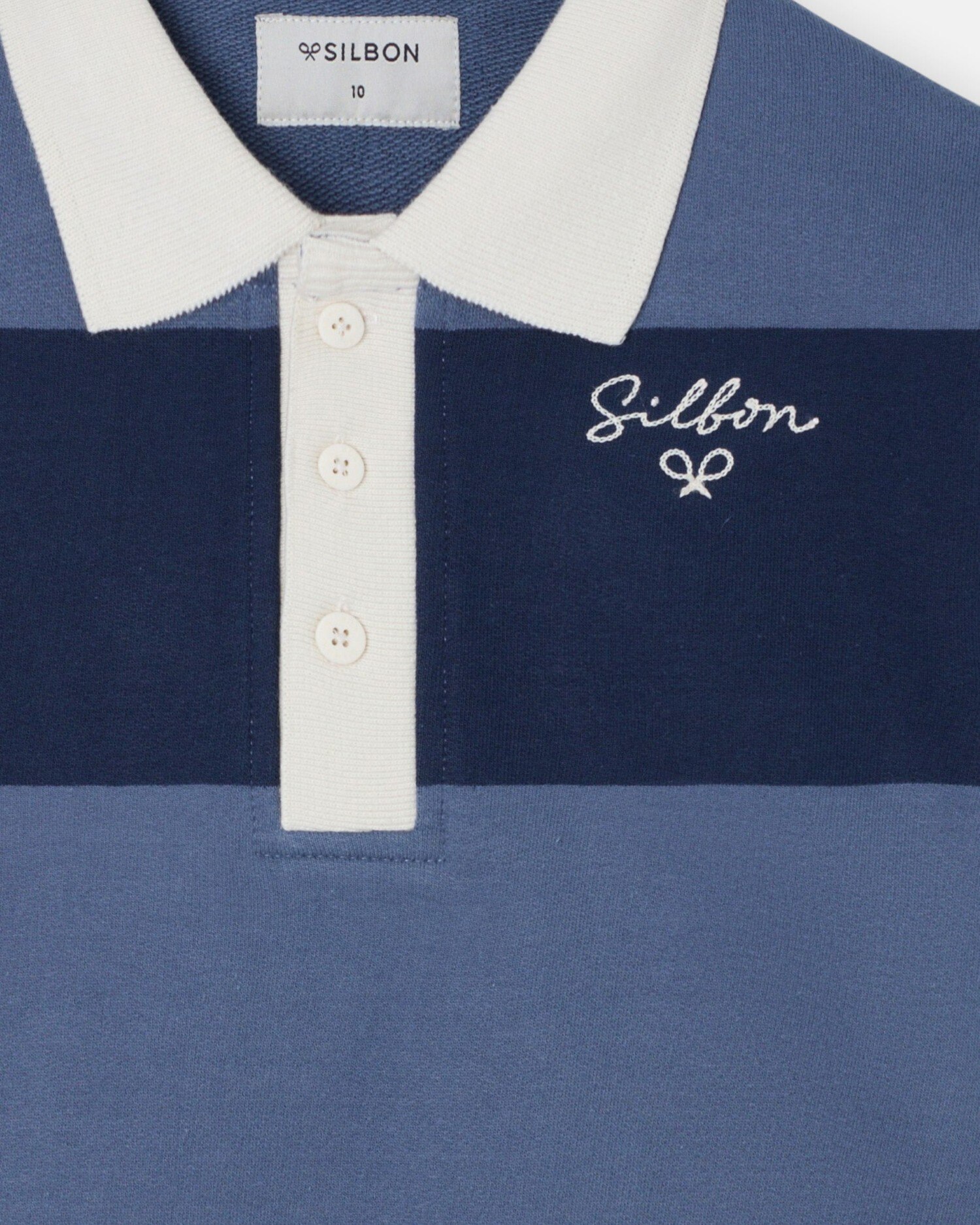 Imagen 3 de Sudadera de niño de rayas con cuello polo - Silbon - Azul marino Azul marino