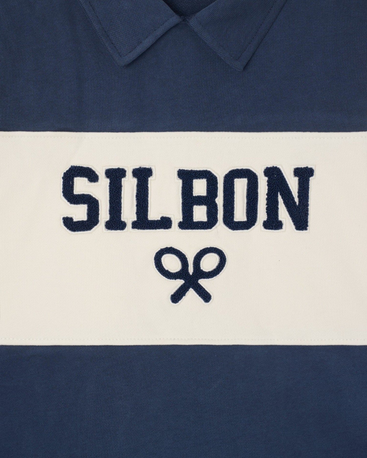 Sudadera de niño con cuello polo en bloques - Silbon - Azul marino Azul marino-3