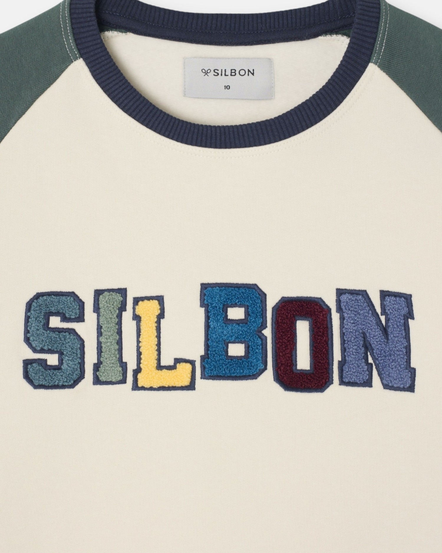 Sudadera de niño ranglán varsity - Silbon - Verde Verde-3