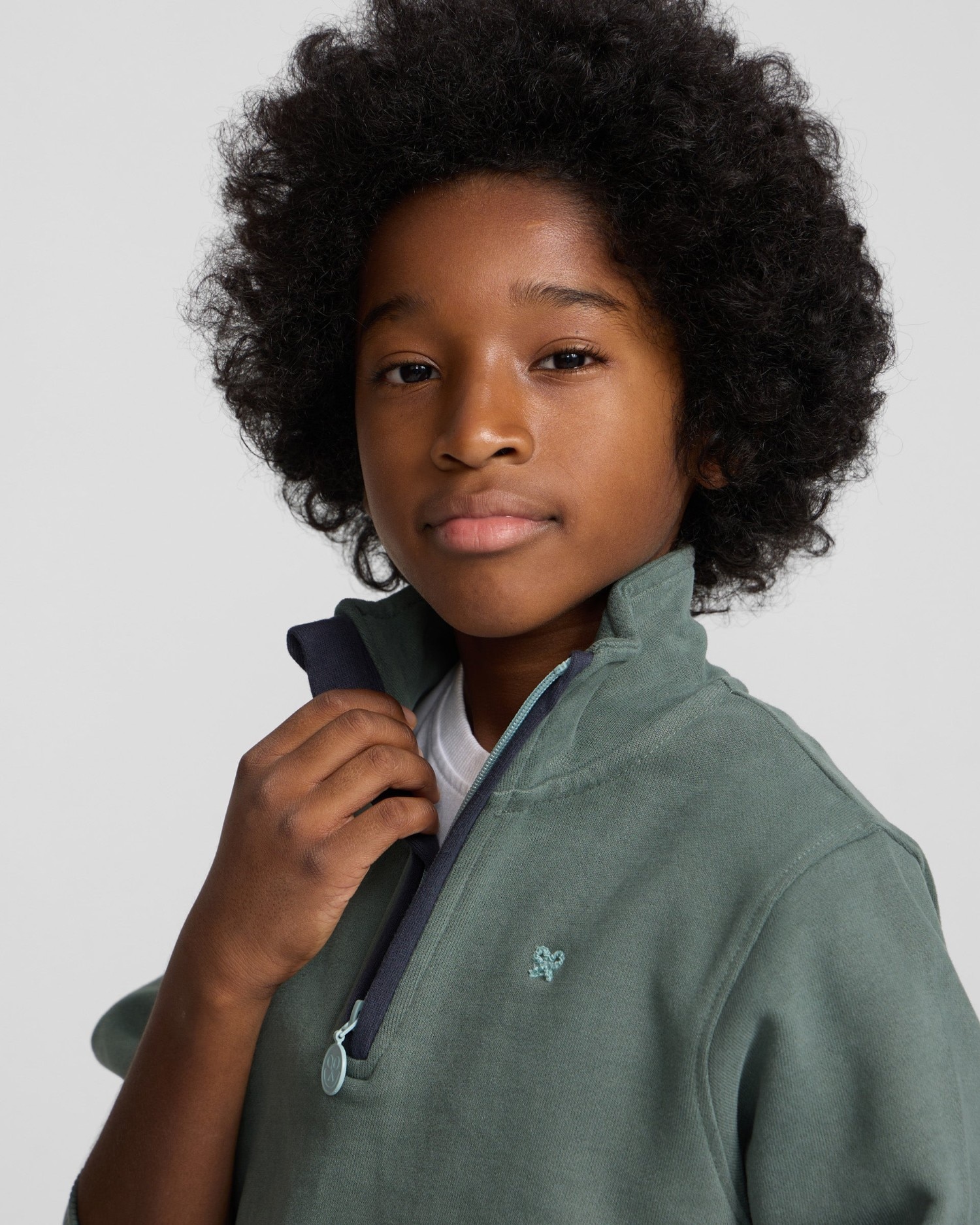 Imagen 3 de Sudadera de niño smile con media cremallera - Silbon - Verde oscuro Verde oscuro