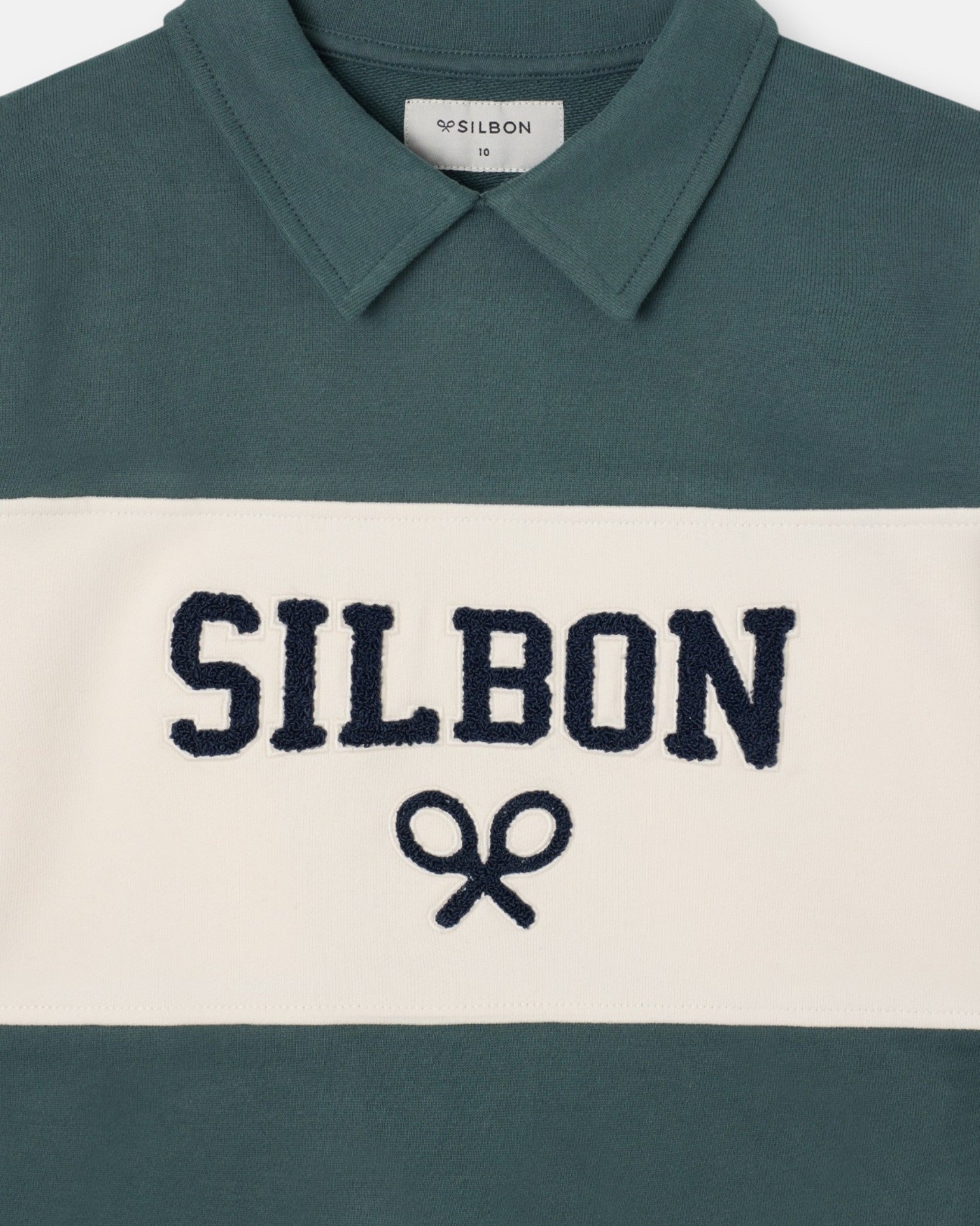 Sudadera de niño con cuello polo en bloques - Silbon - Verde oscuro Verde oscuro-3