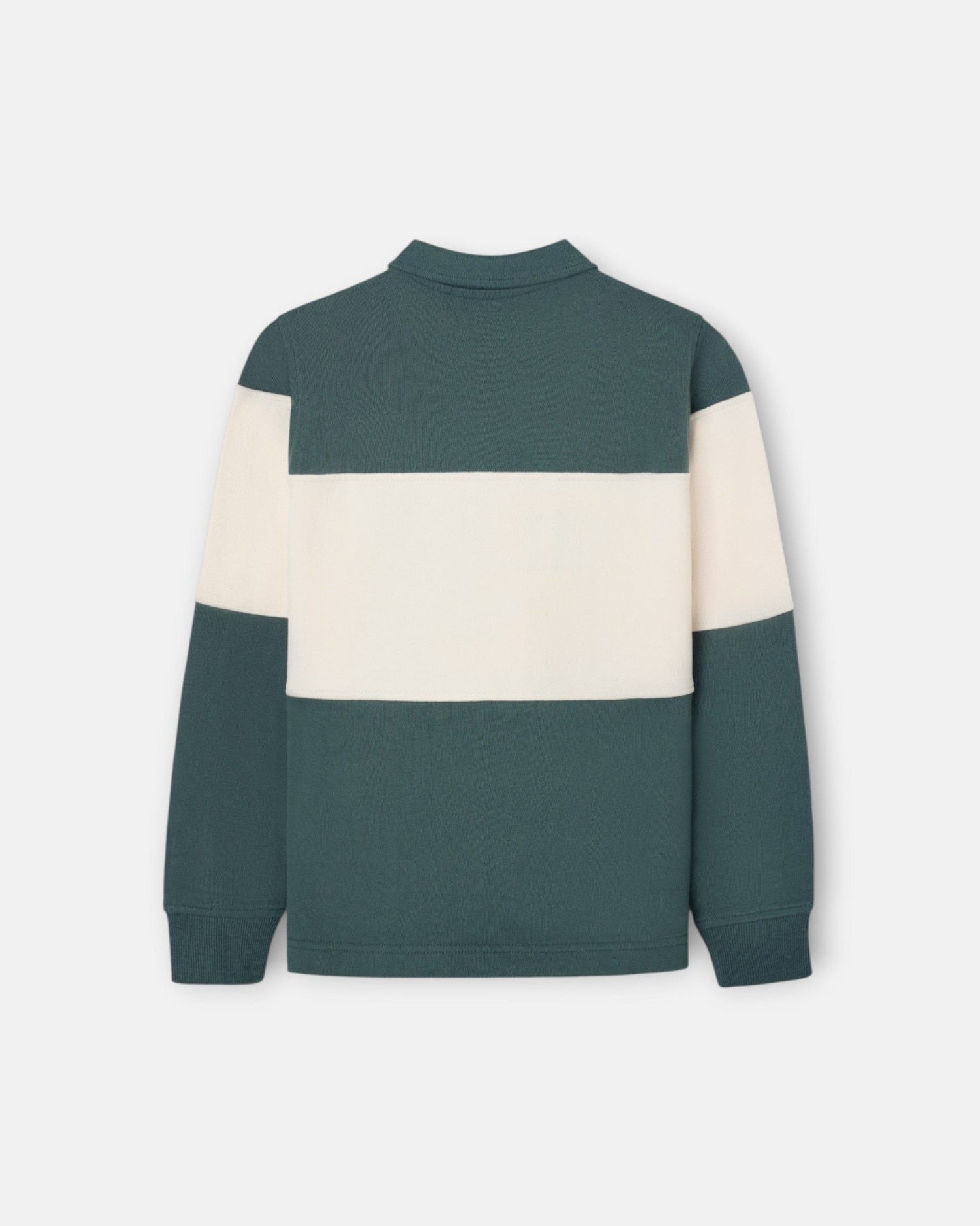 Sudadera de niño con cuello polo en bloques - Silbon - Verde oscuro Verde oscuro-2