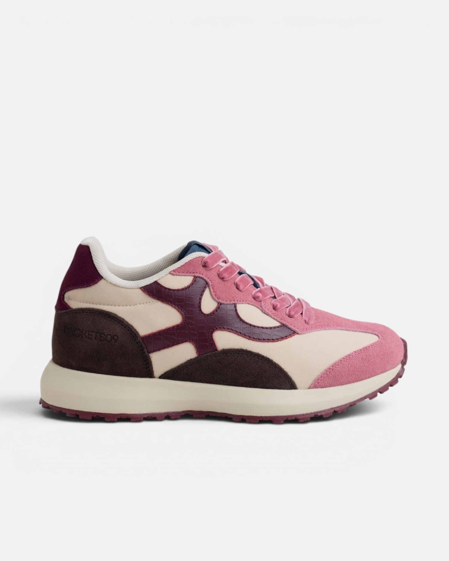 Zapatillas retro rackets09 serraje - Silbon - Rosa / Blanco Rosa / Blanco-1