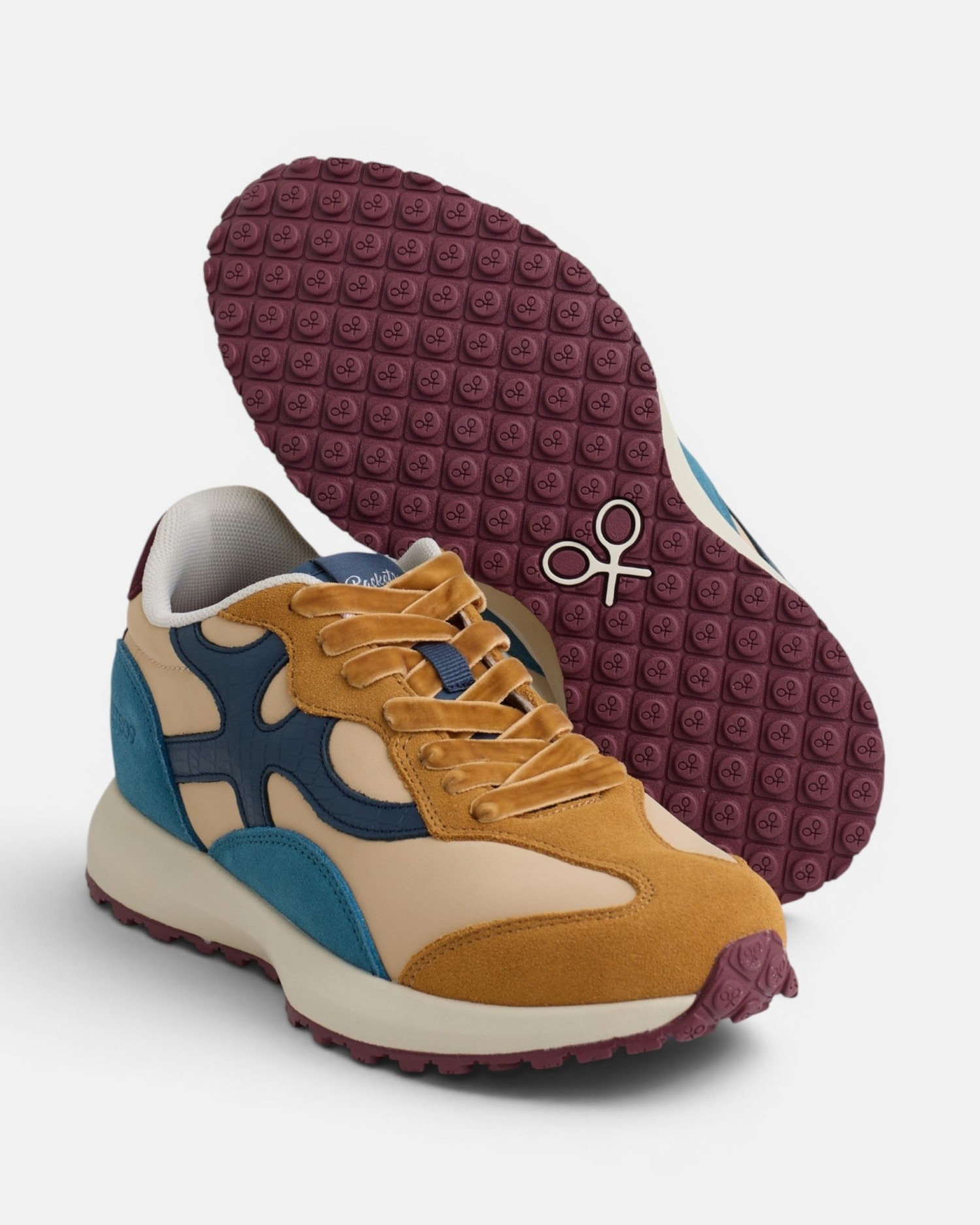 Zapatillas retro rackets09 serraje - Silbon - Azul/Beige Azul/Beige-5