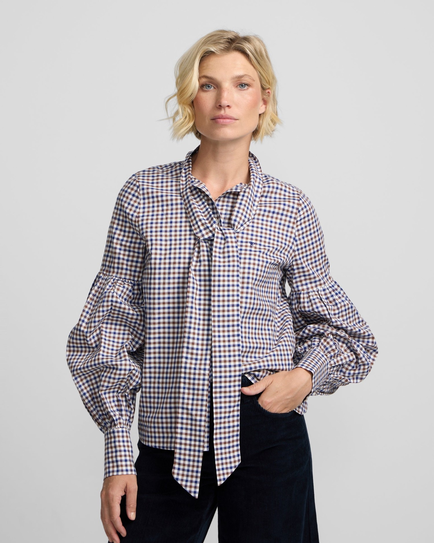 Imagen 0 de Camisa lazada cuadros Azul marino