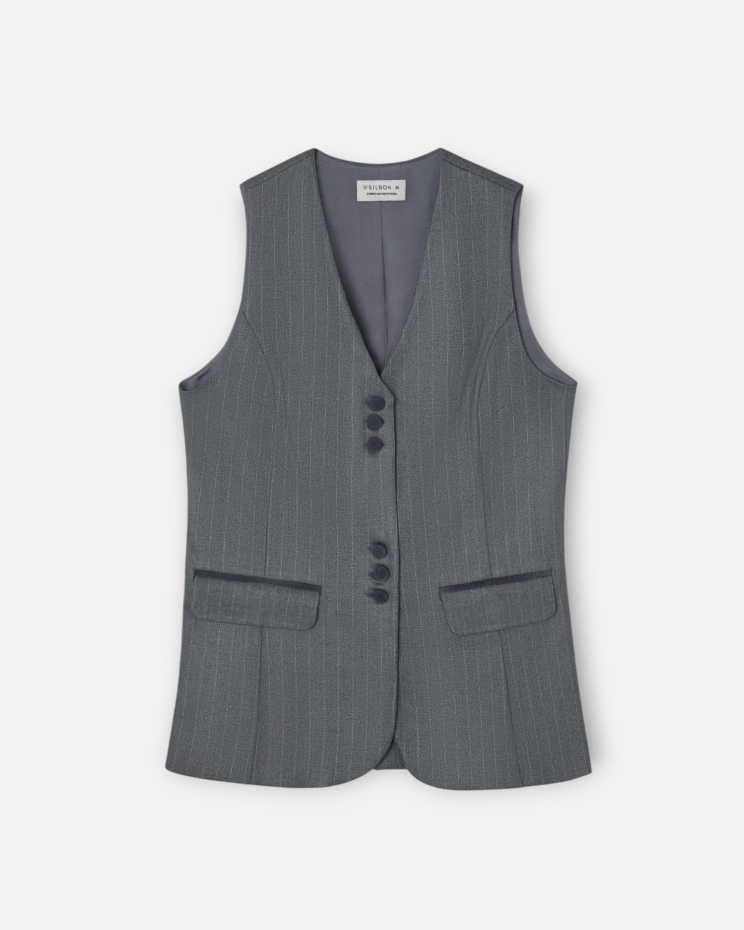 Chaleco raya diplomática - Silbon - Gris Gris-5