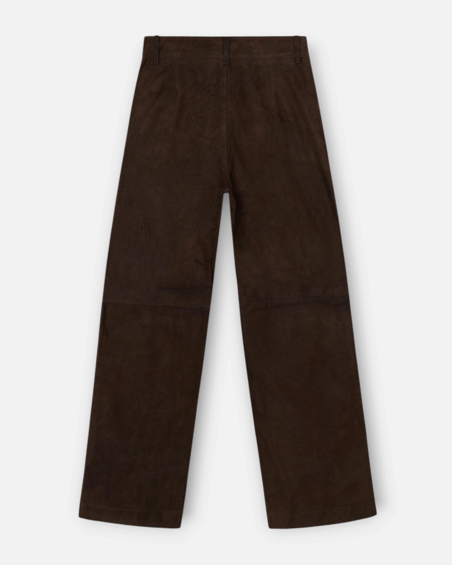 Pantalón piel ante pinzas - Silbon - Marrón Marrón-5
