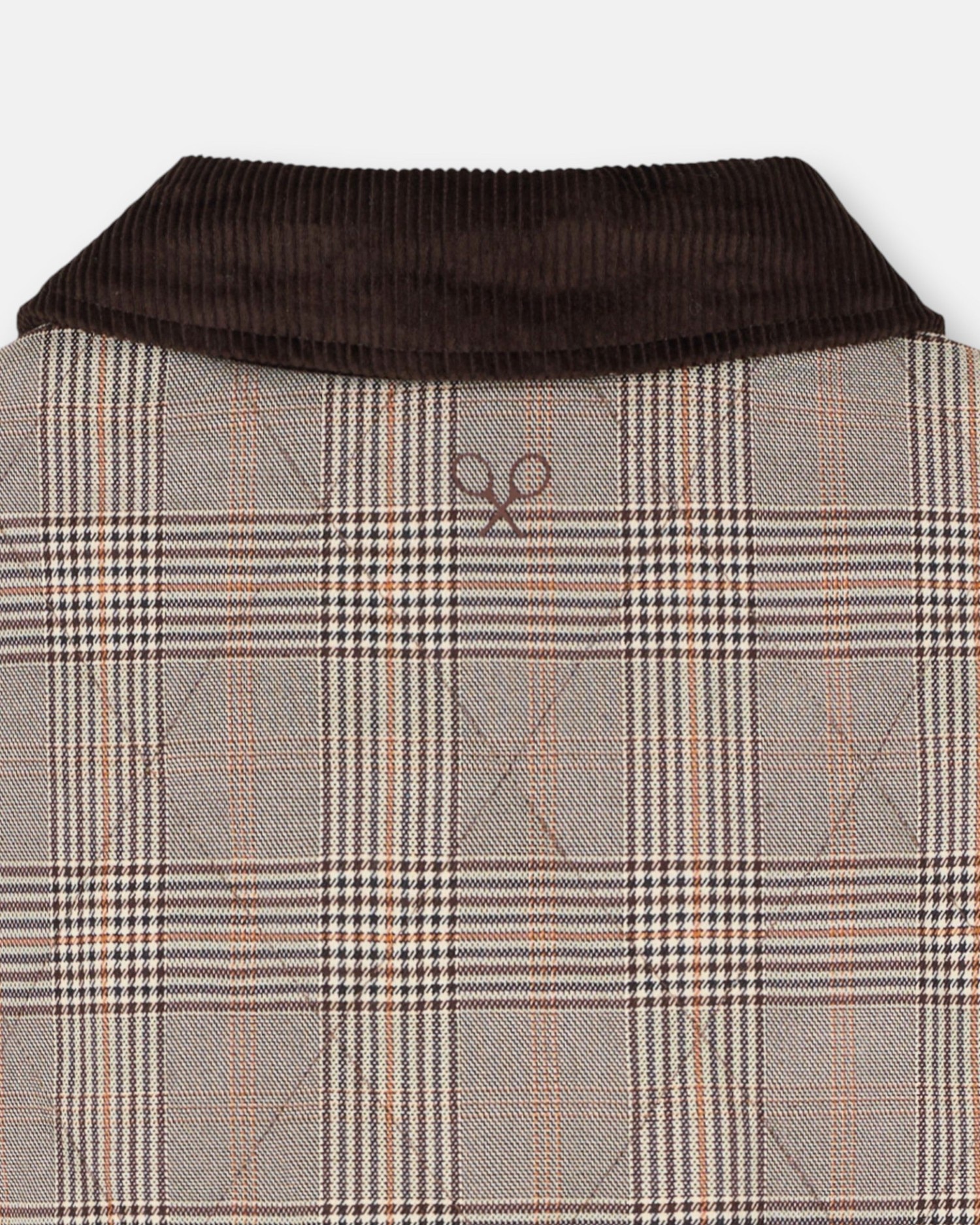 Parka corta acolchada cuadros - Silbon - Marrón Marrón-4