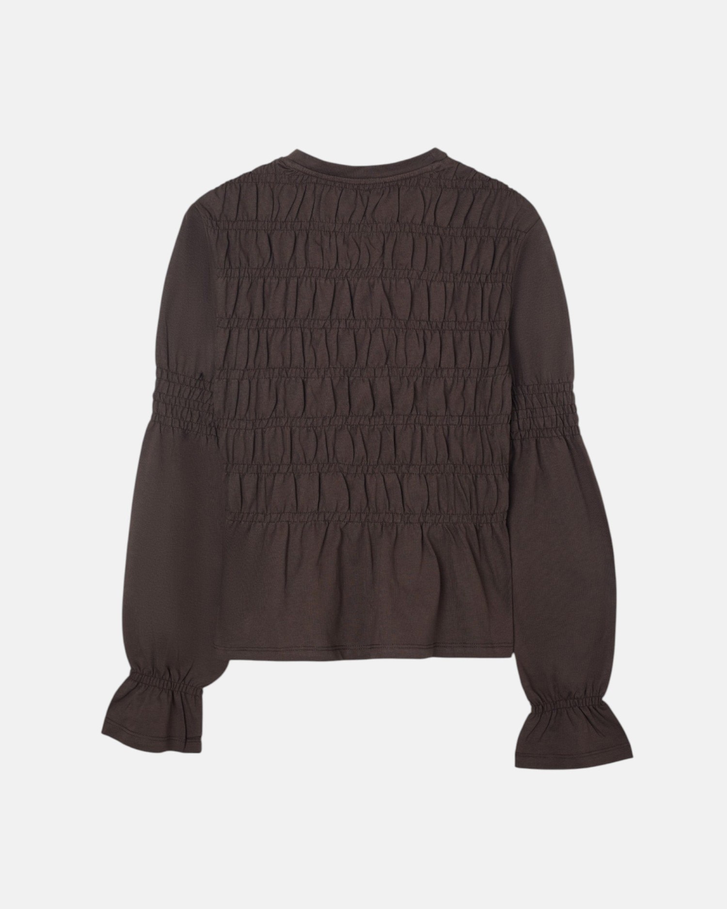 Camiseta woman manga larga punto smock marron - Silbon - Marrón Marrón-3