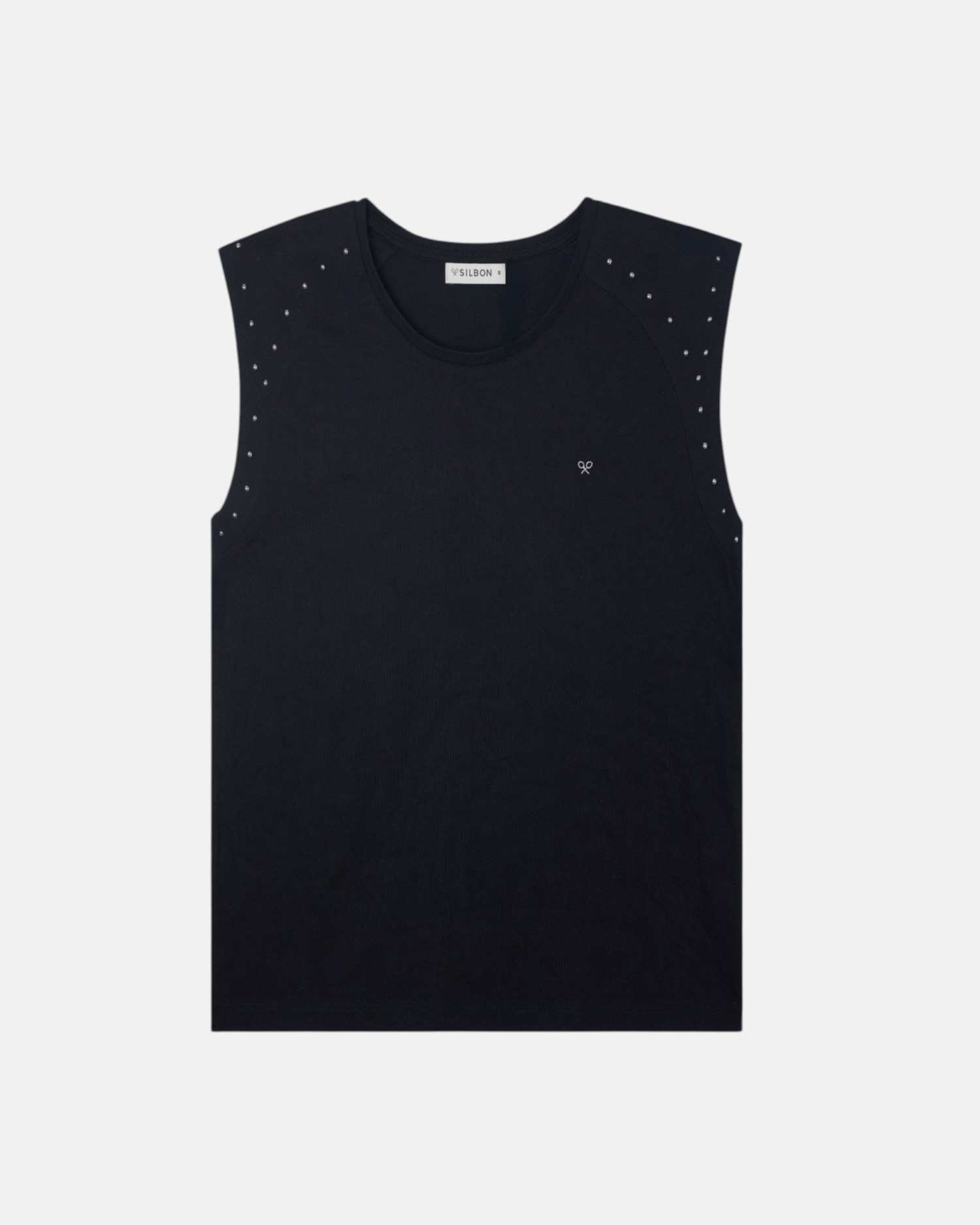 Camiseta woman hombreras detalle tachuelas negra - Silbon - Negro Negro-5