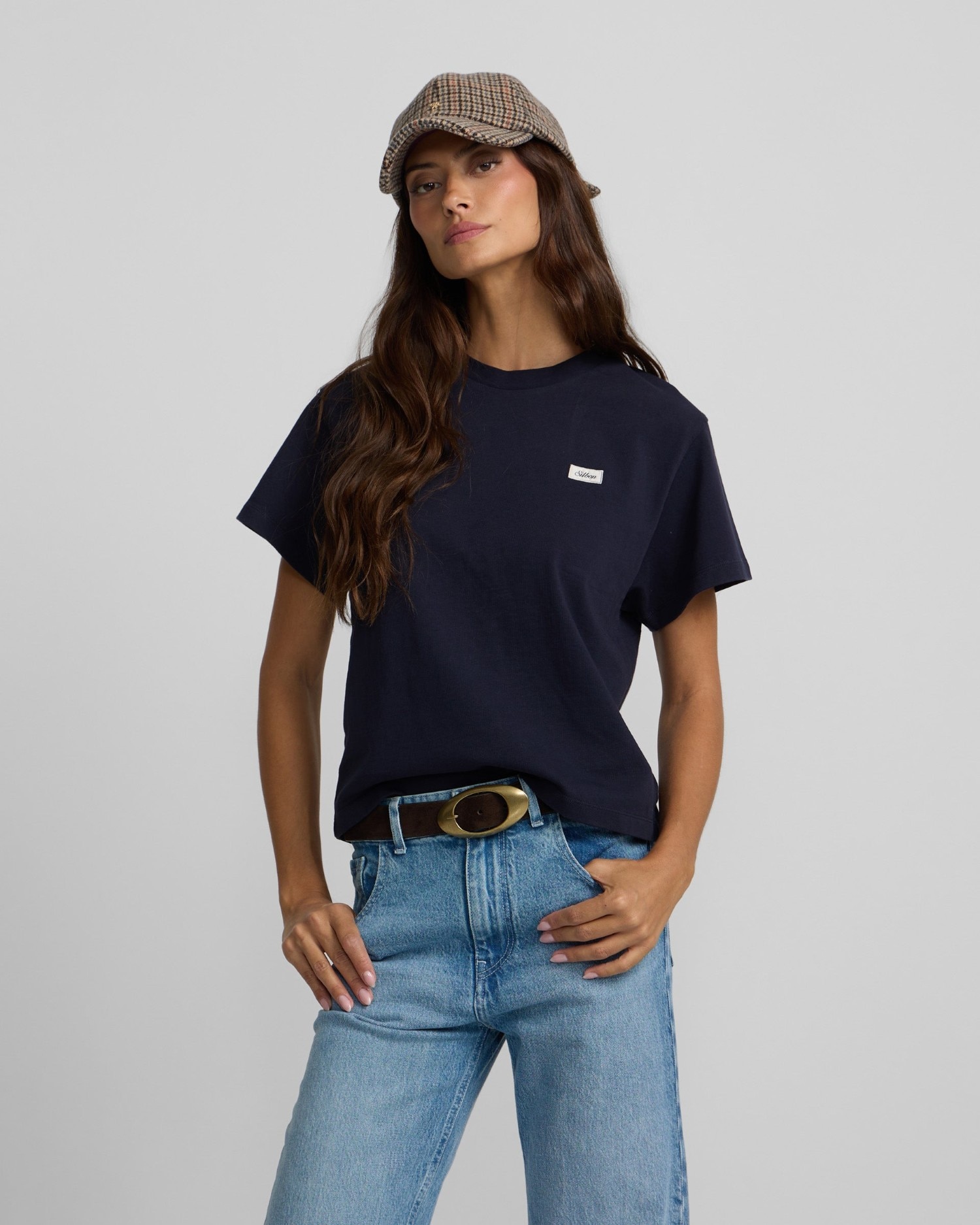 Camiseta woman parche silbon - Azul marino Azul marino-1