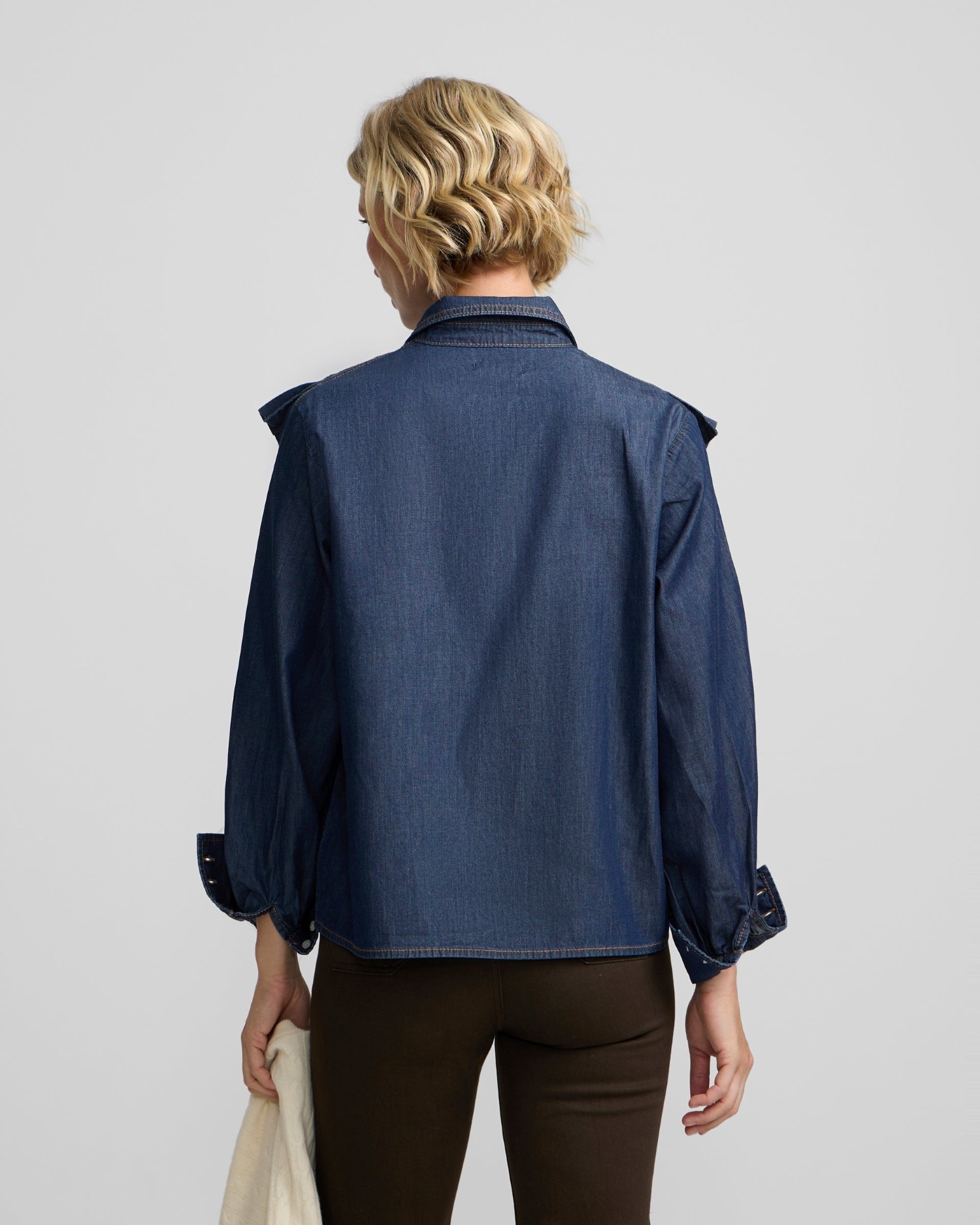 Camisa volantes denim - Silbon - Azul Azul-2