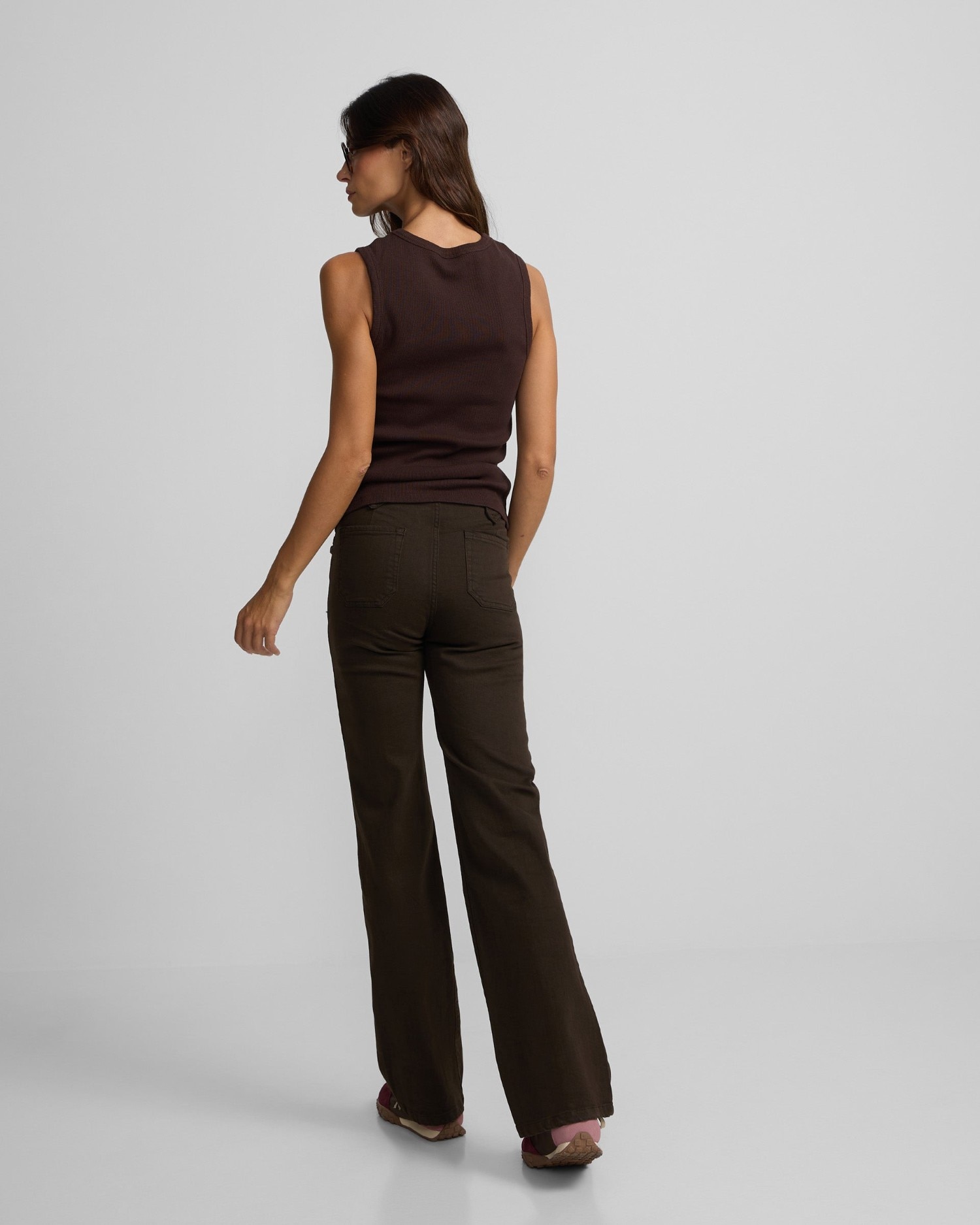 Pantalon denim recto detalle hebillas marron - Silbon - Marrón Marrón-2