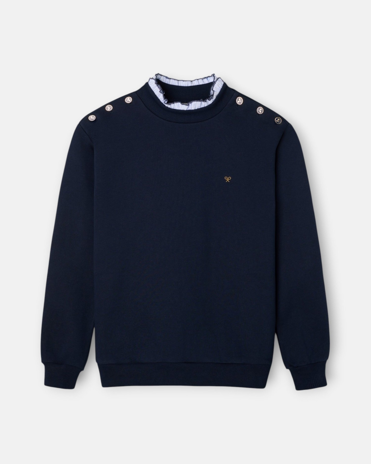 Sudadera cuello volante botones - Silbon - Azul marino Azul marino-5