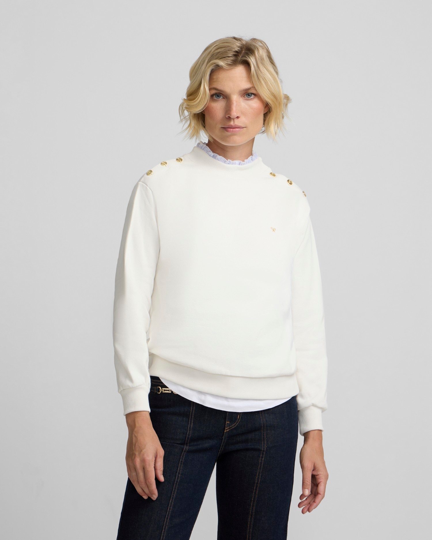 Imagen 0 de Sudadera cuello volante botones Azul claro