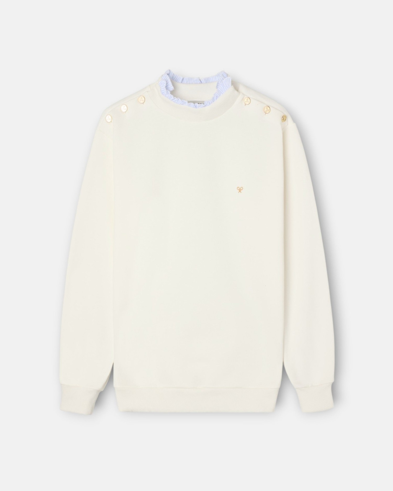 Sudadera cuello volante botones - Silbon - Azul claro Azul claro-5