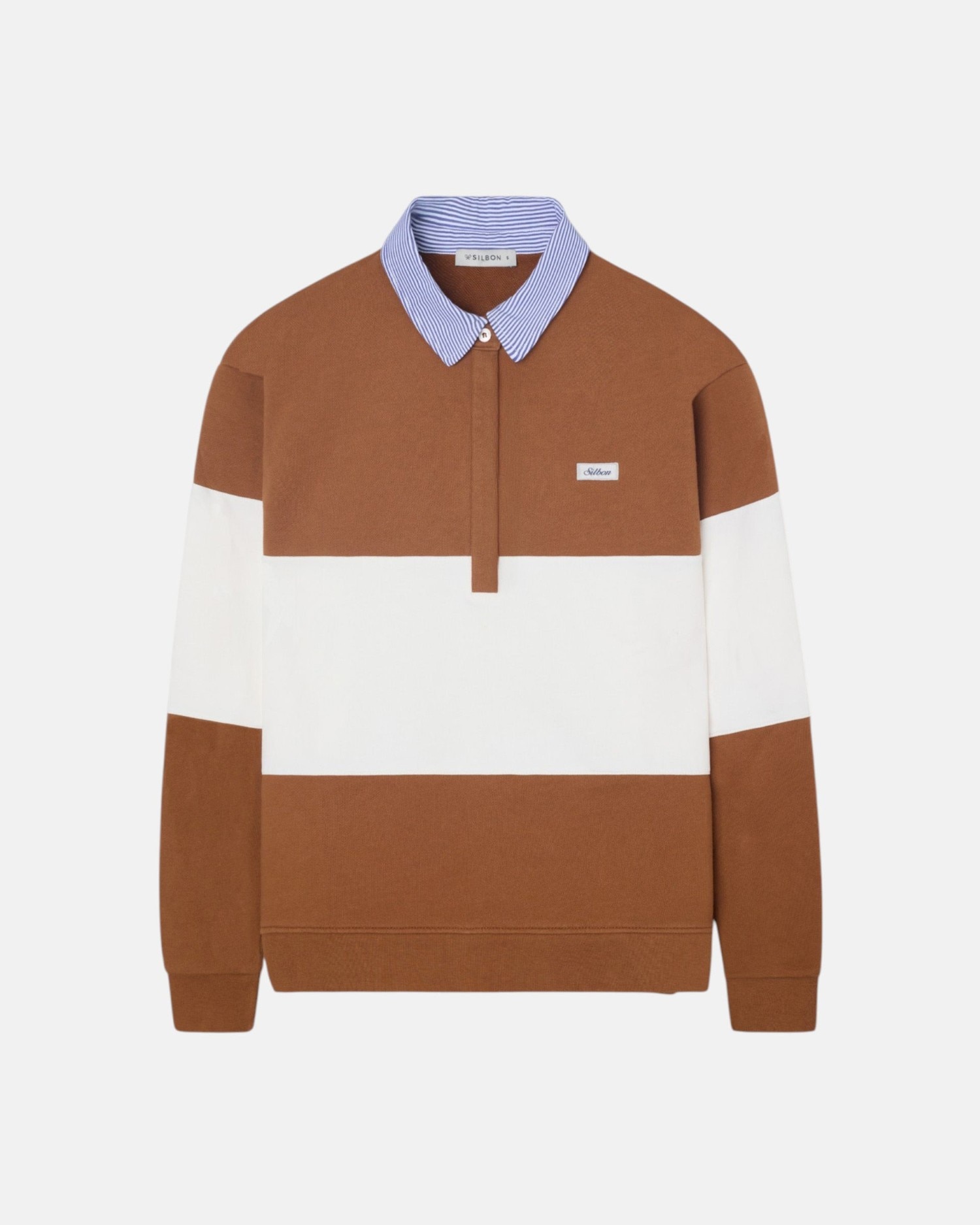 Sudadera cuello polo rayas - Silbon - Camel Camel-5