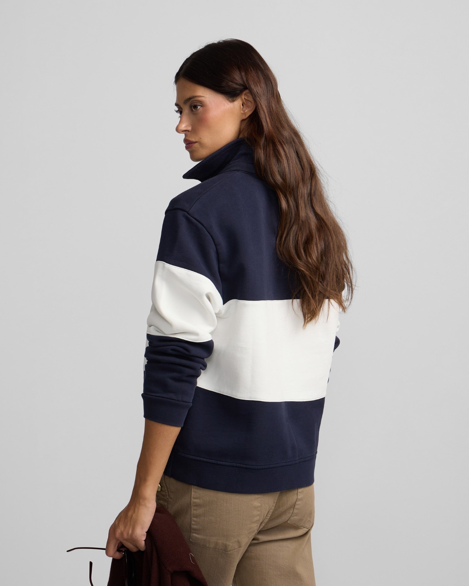 Sudadera cuello polo rayas - Silbon - Azul marino Azul marino-2