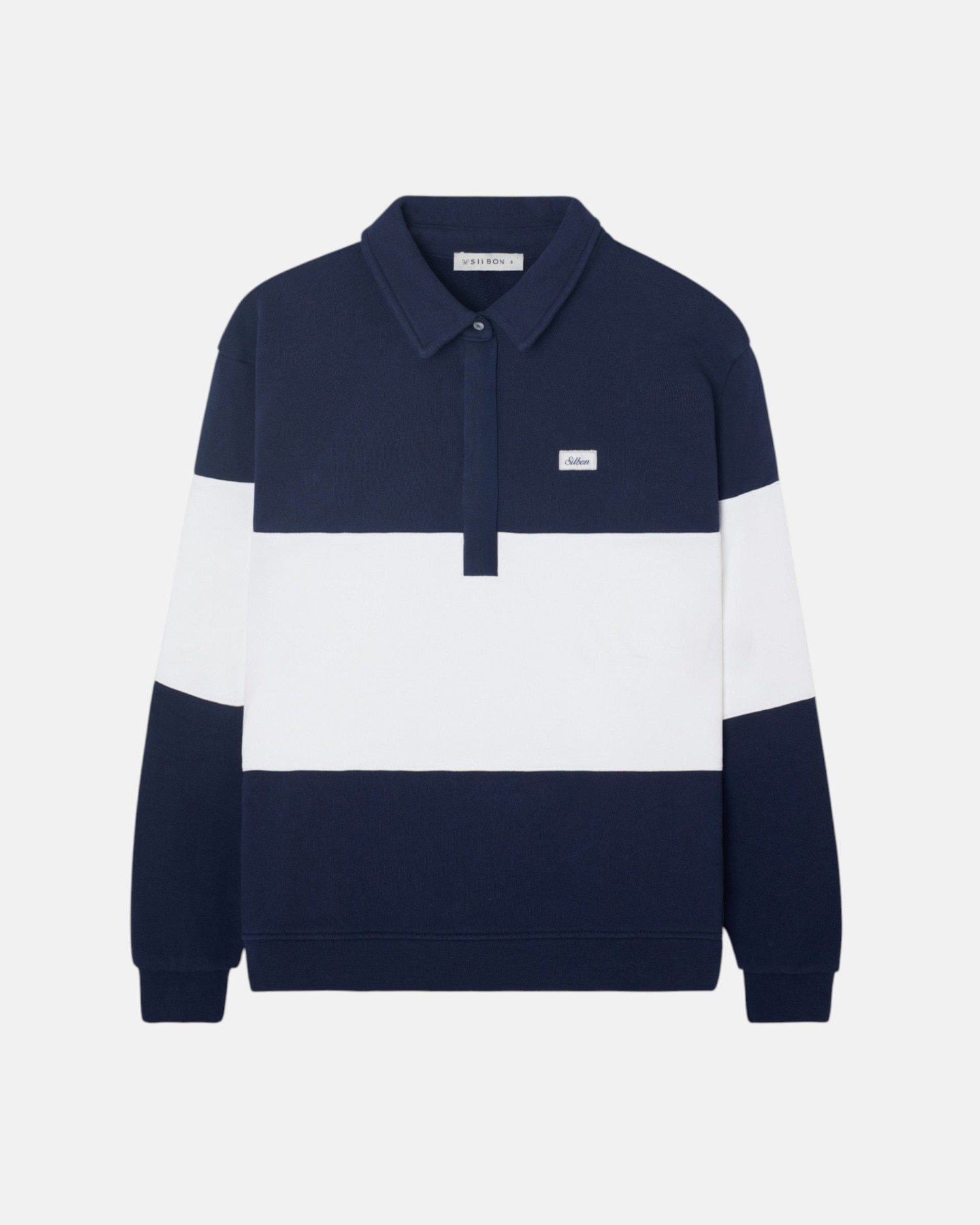 Sudadera cuello polo rayas - Silbon - Azul marino Azul marino-5