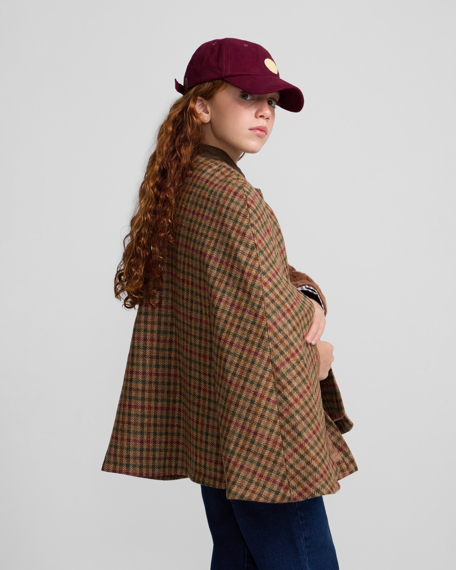 Capa de niña de cuadros - Silbon - Marrón Marrón-2