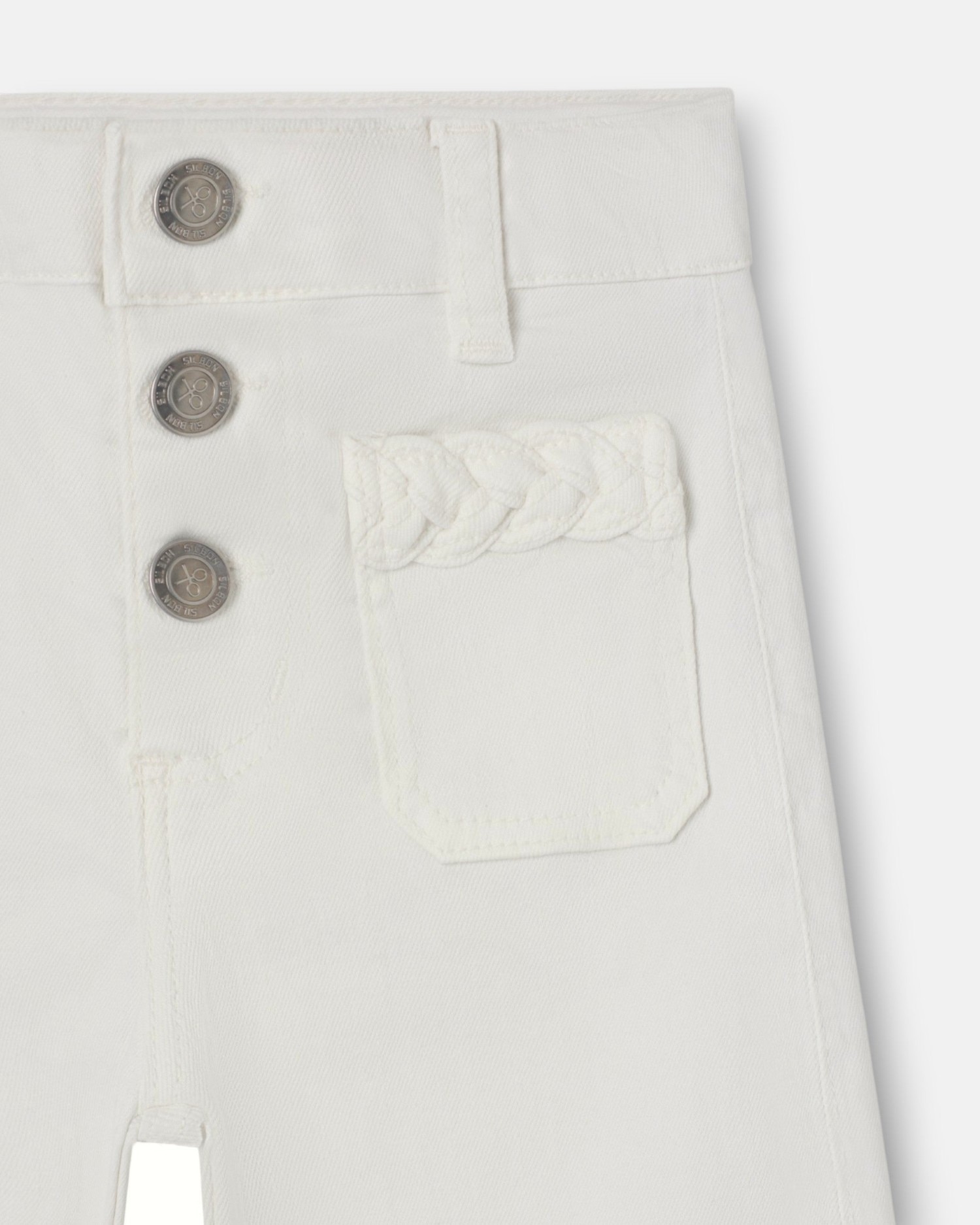 Pantalón de niña con bolsillos de trenza - Silbon - Blanco hielo Blanco hielo-3