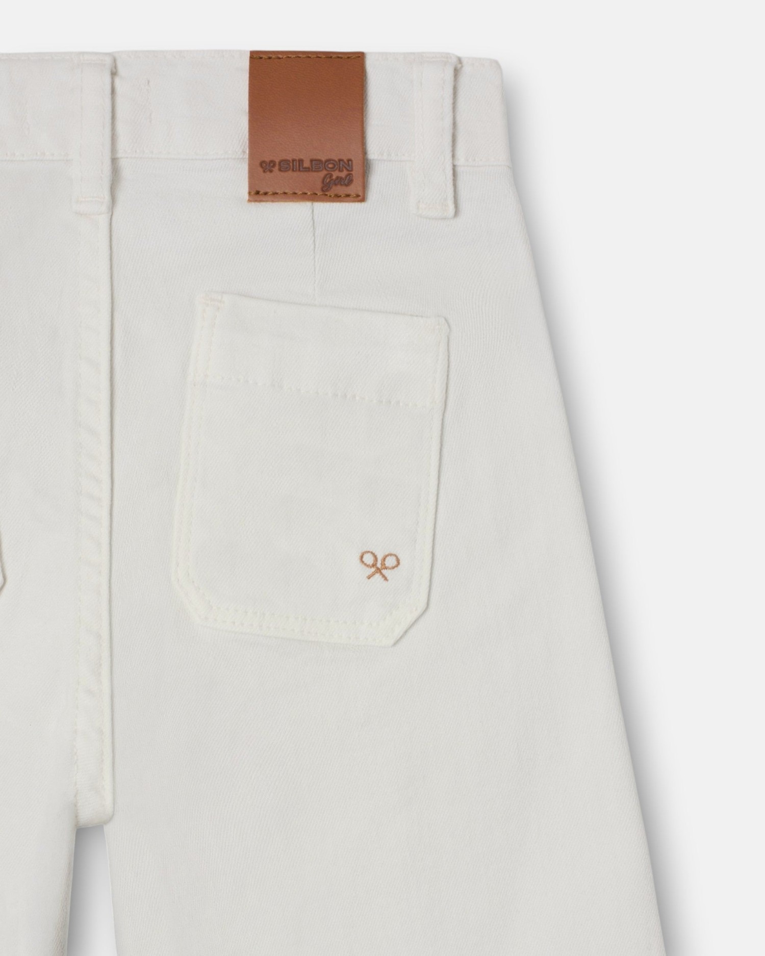 Pantalón de niña con bolsillos de trenza - Silbon - Blanco hielo Blanco hielo-5