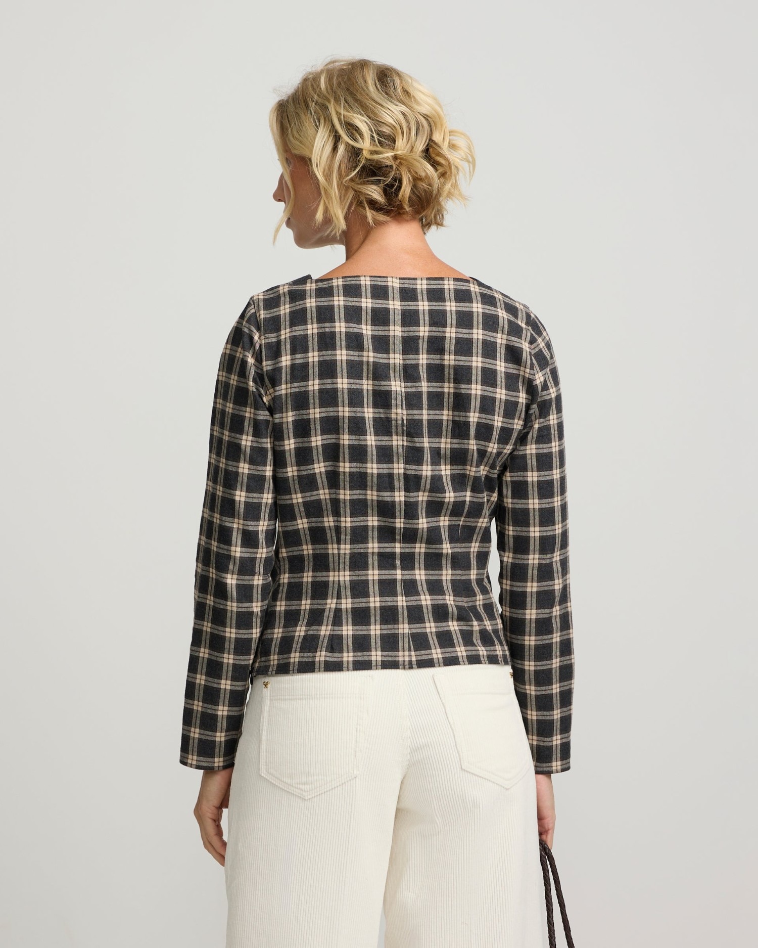 Imagen 2 de Blusa nudo cuadros - Silbon - Gris Gris