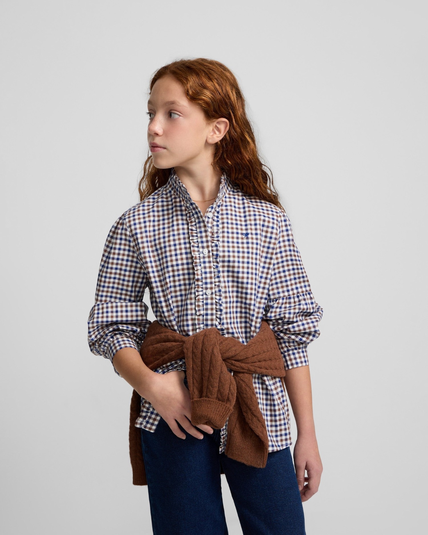 Imagen 0 de Camisa de niña a cuadros Azul marino