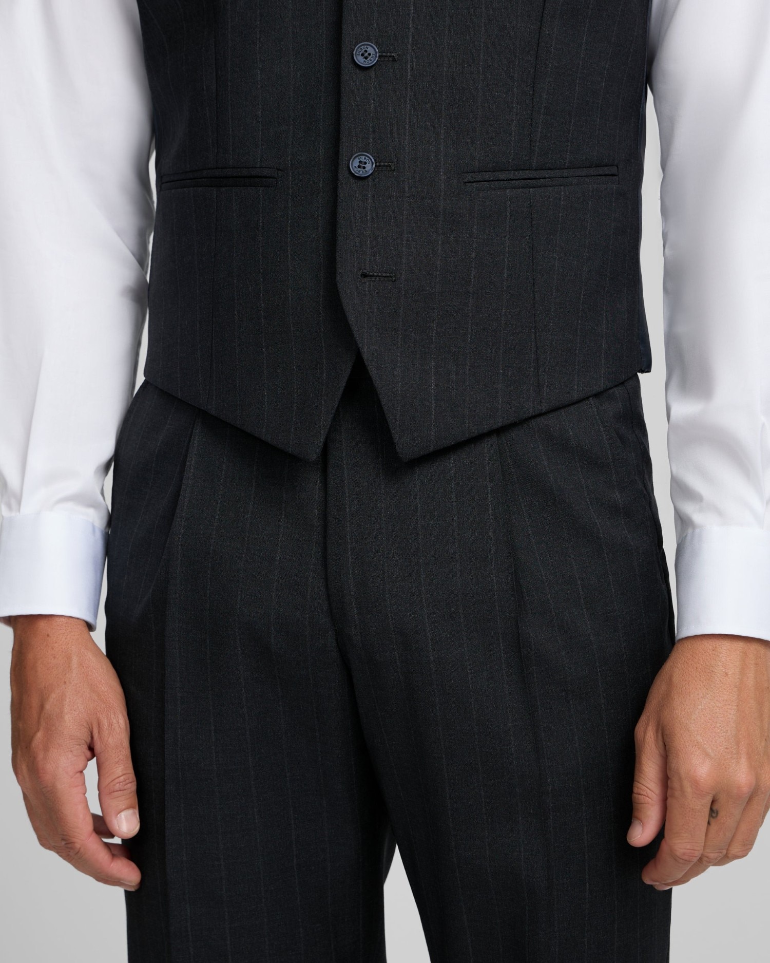 Pantalón de hombre traje raya diplomática - Silbon - Gris Gris-3