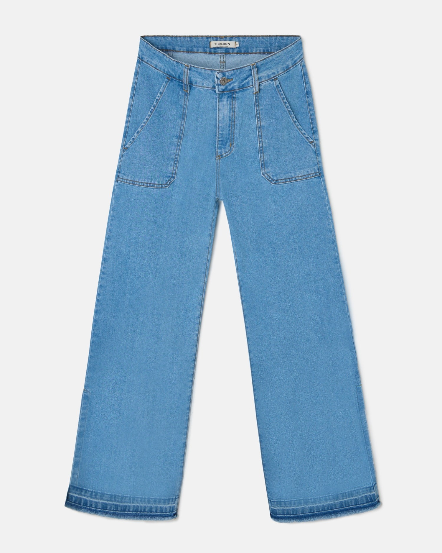 Silbon - Pantalon culotte bolsillos denim.