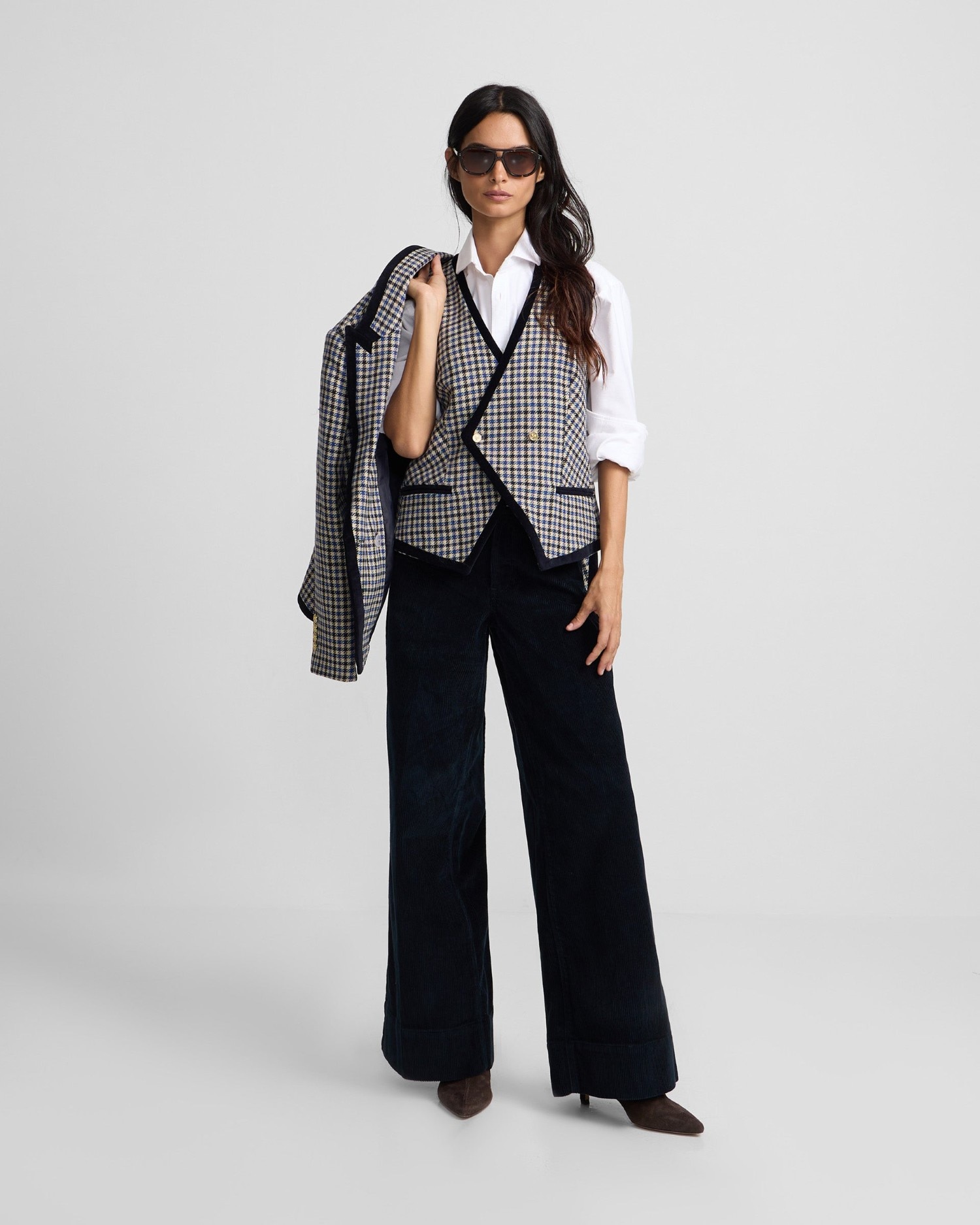 Imagen 0 de Pantalón wide leg pana Azul marino