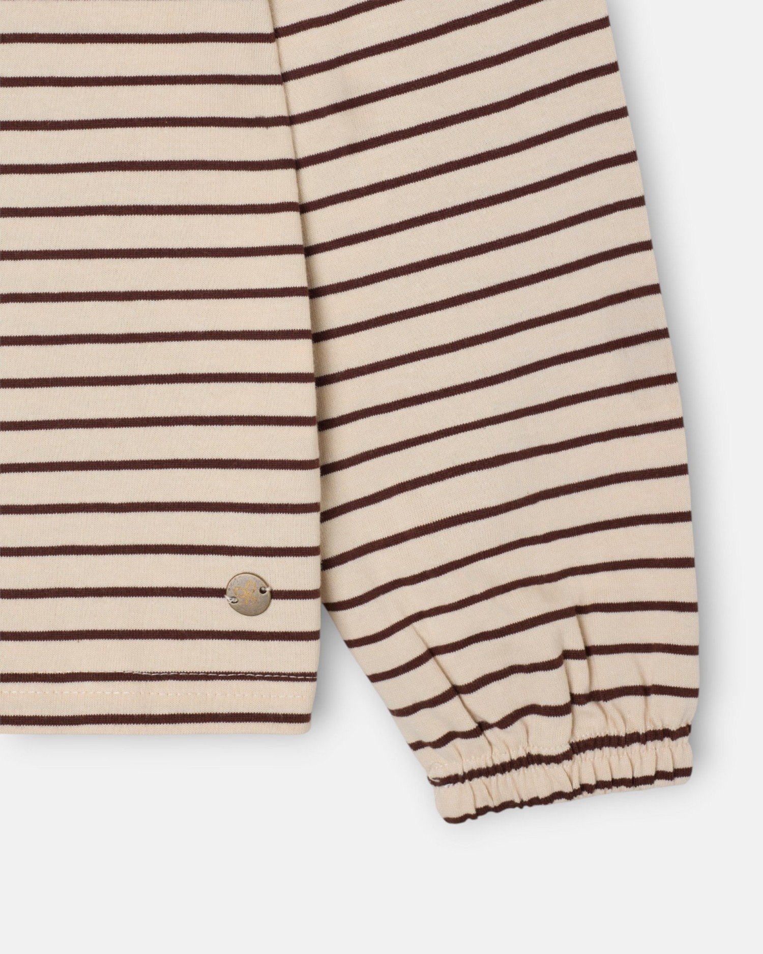 Camiseta manga larga cuello bobo rayas - Silbon - Beige Beige-2