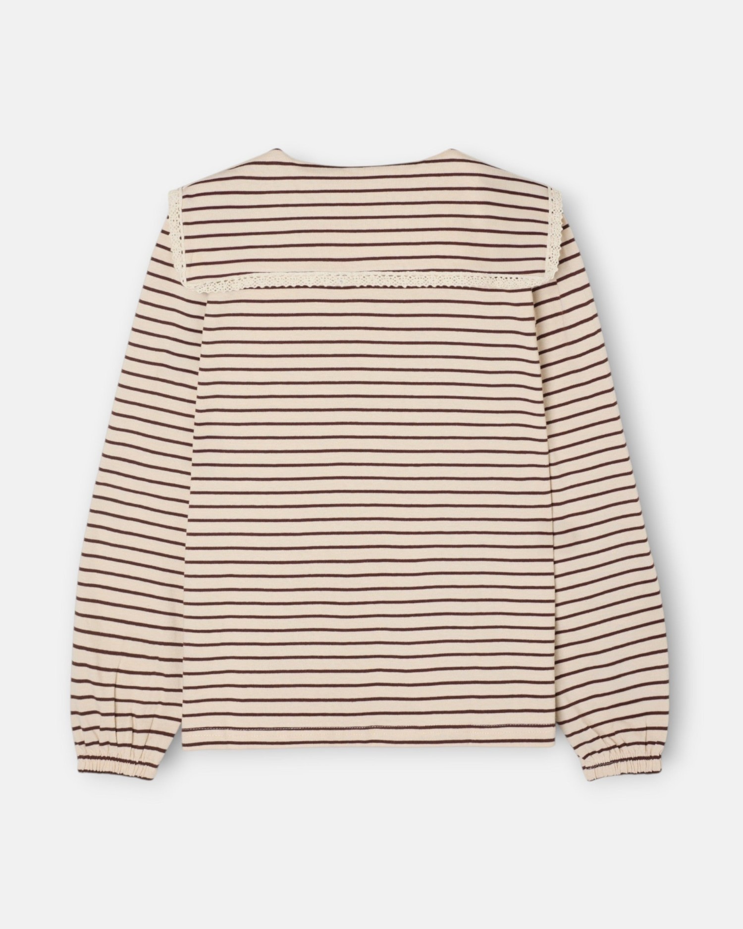Camiseta manga larga cuello bobo rayas - Silbon - Beige Beige-4