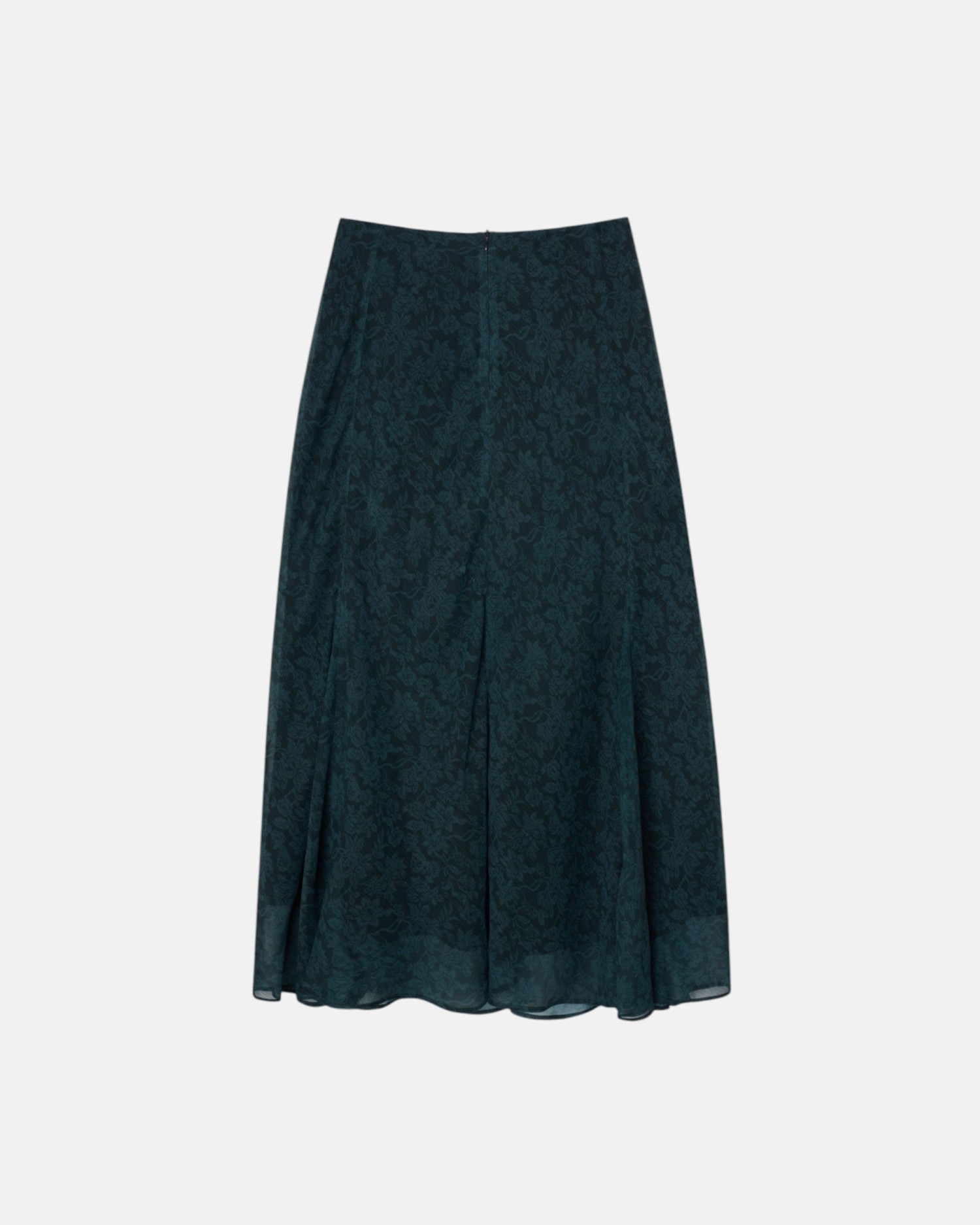 Falda midi evase estampado flores - Silbon - Verde Verde-1
