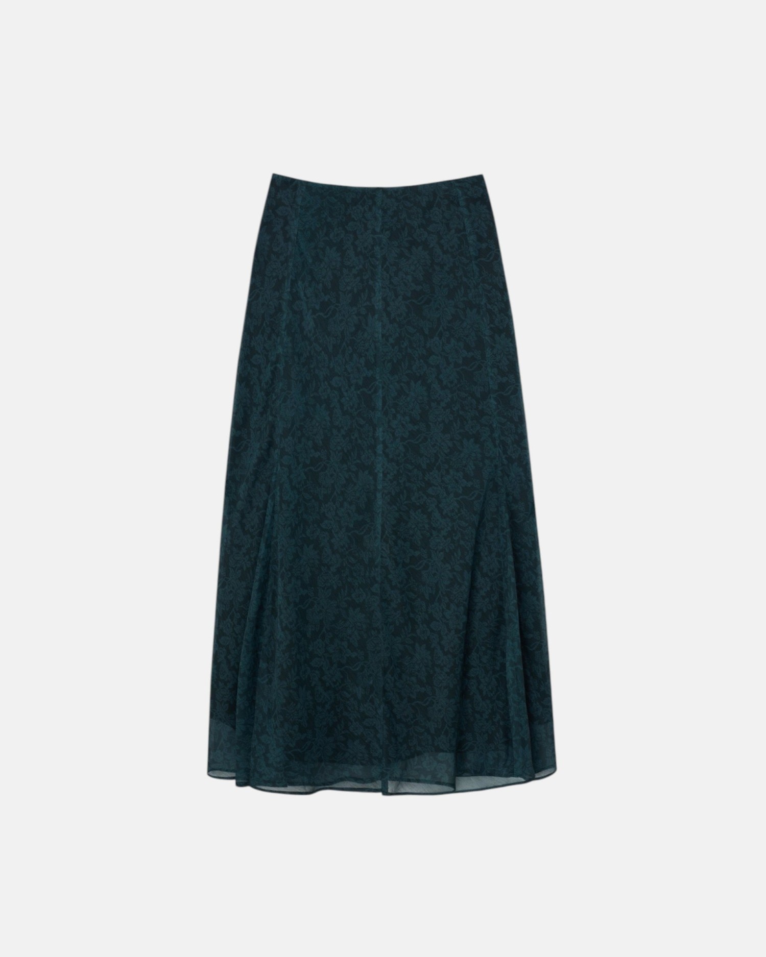 Falda midi evase estampado flores - Silbon - Verde Verde-4