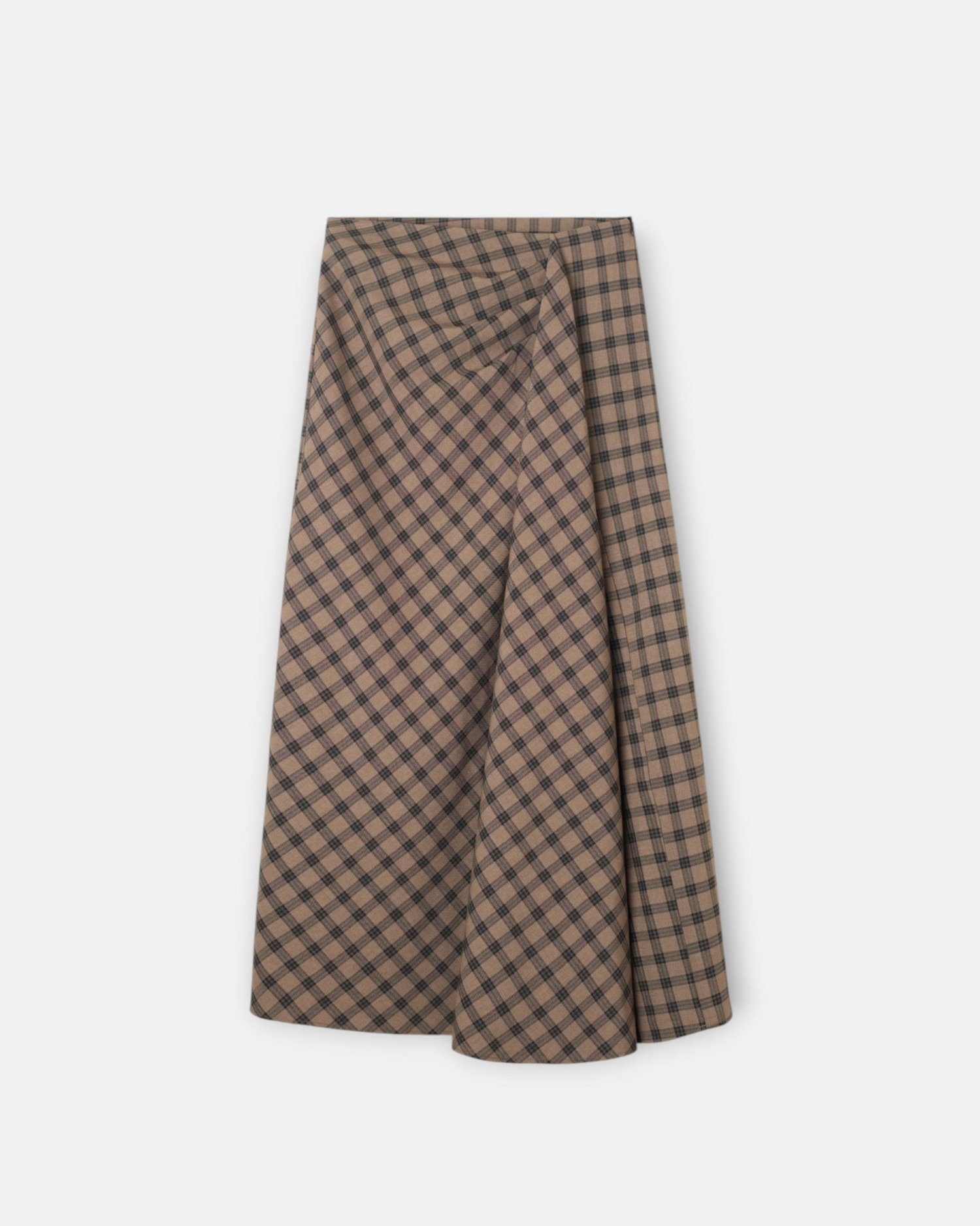 Falda midi cuadros marrónes - Silbon - Marrón Marrón-5