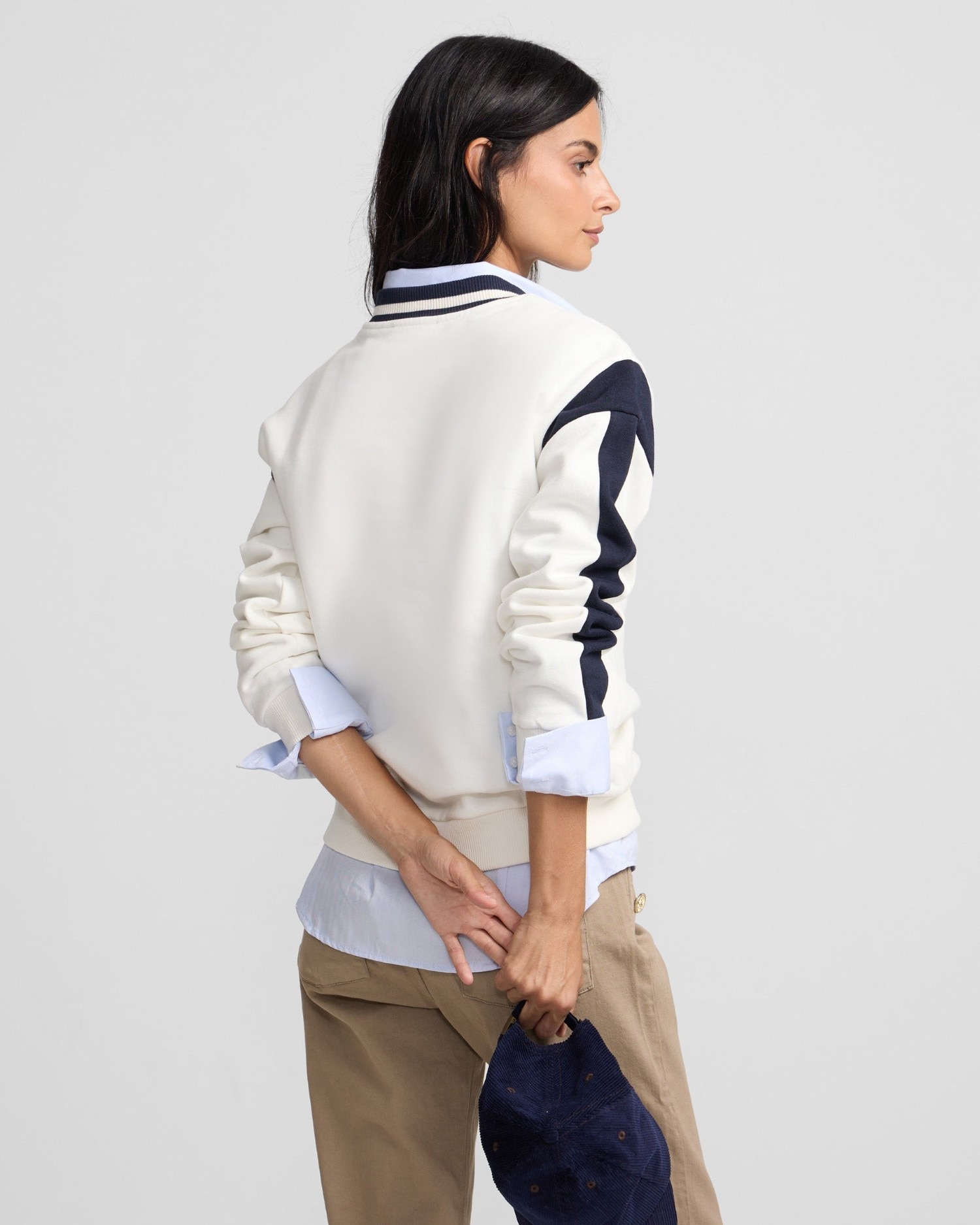 Sudadera cuello pico varsity - Silbon - Azul marino Azul marino-2