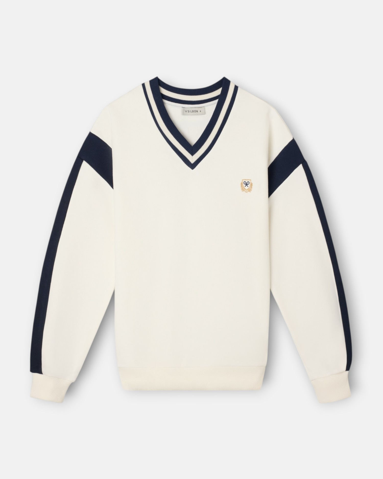 Sudadera cuello pico varsity - Silbon - Azul marino Azul marino-5
