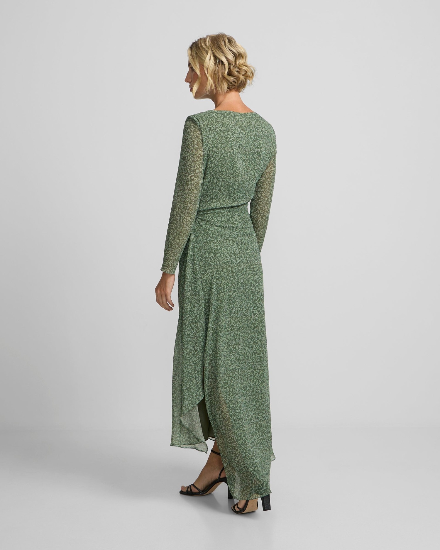 Vestido midi estampado hojas - Silbon - Verde Verde-2