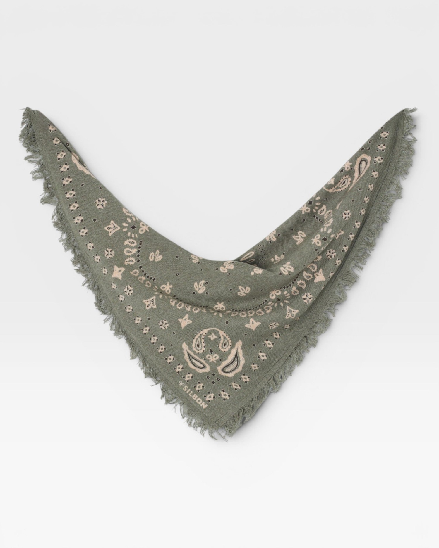 Bandana pequeña de mujer de algodón y cachemira - Silbon - Verde Verde-3