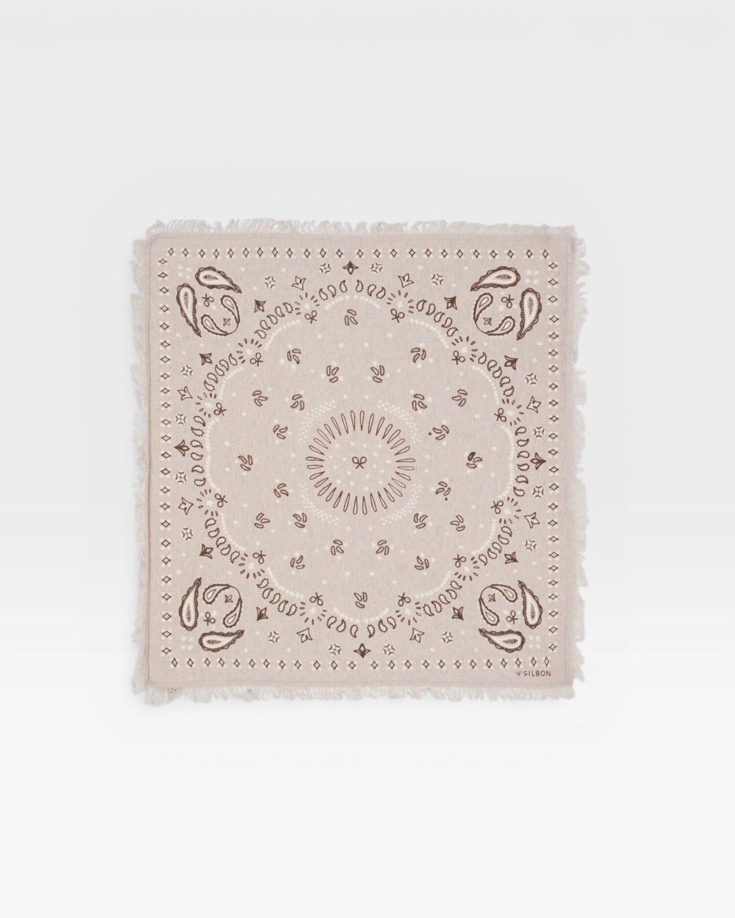 Bandana pequeña de mujer de algodón y cachemira - Silbon - Crudo Crudo-1