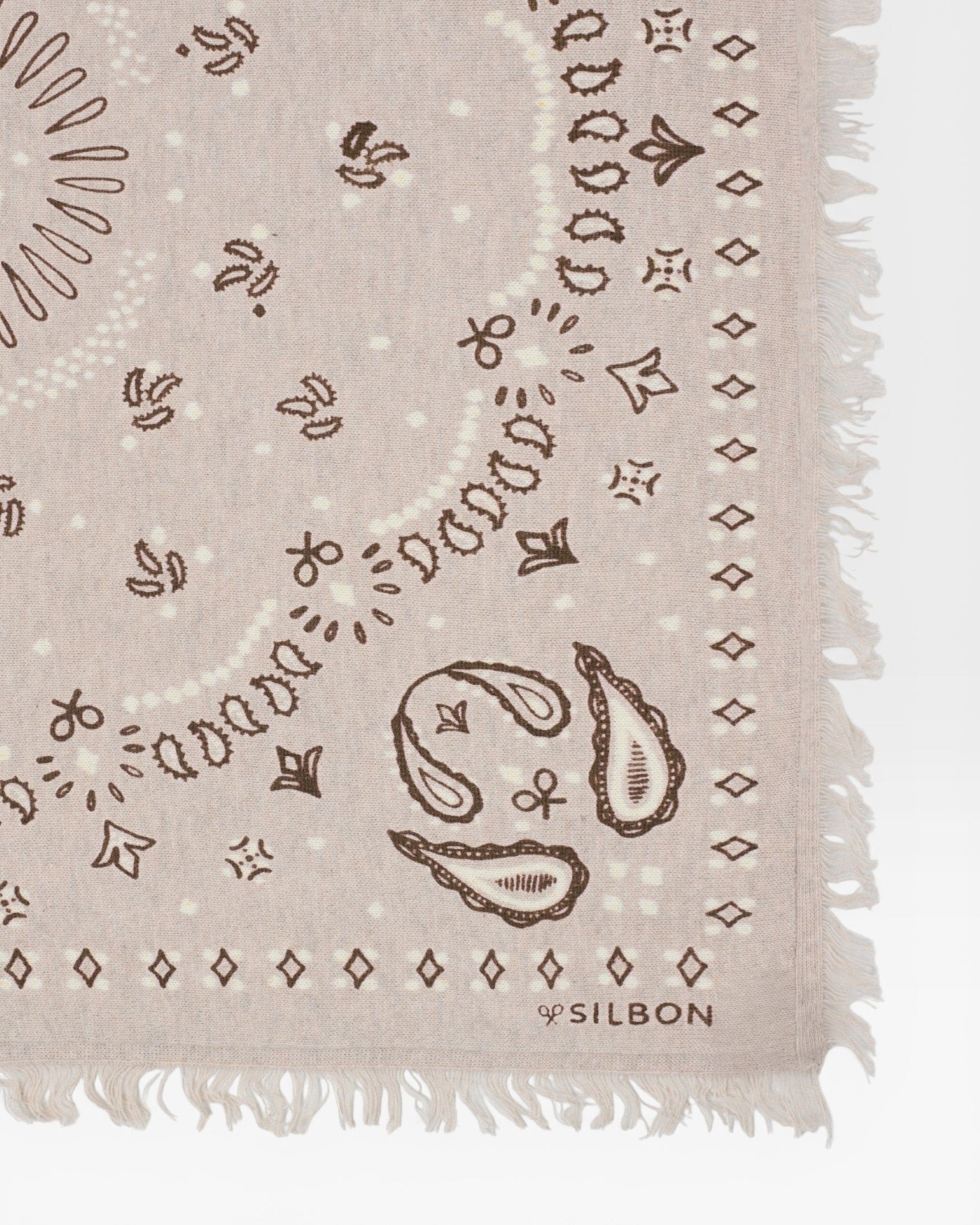 Bandana pequeña de mujer de algodón y cachemira - Silbon - Crudo Crudo-2