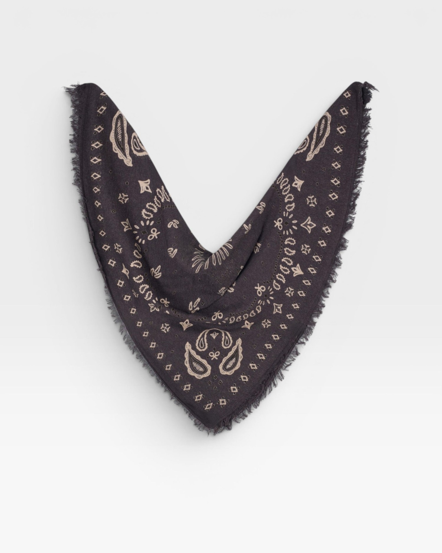 Bandana grande de mujer de algodón y cachemira - Silbon - Marrón Marrón-3