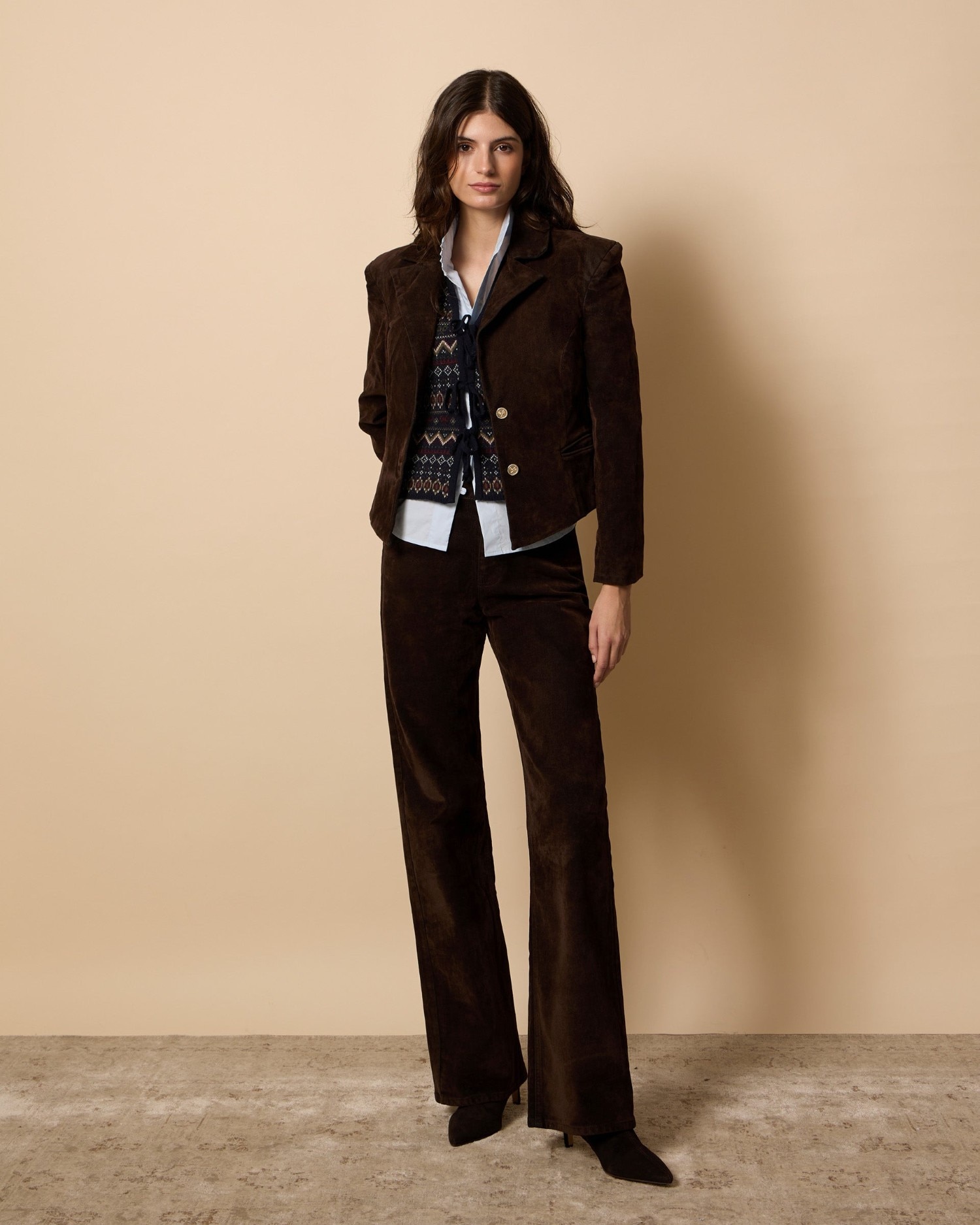 Imagen 3 de Americana unique crop flocada - Silbon - Marrón Marrón