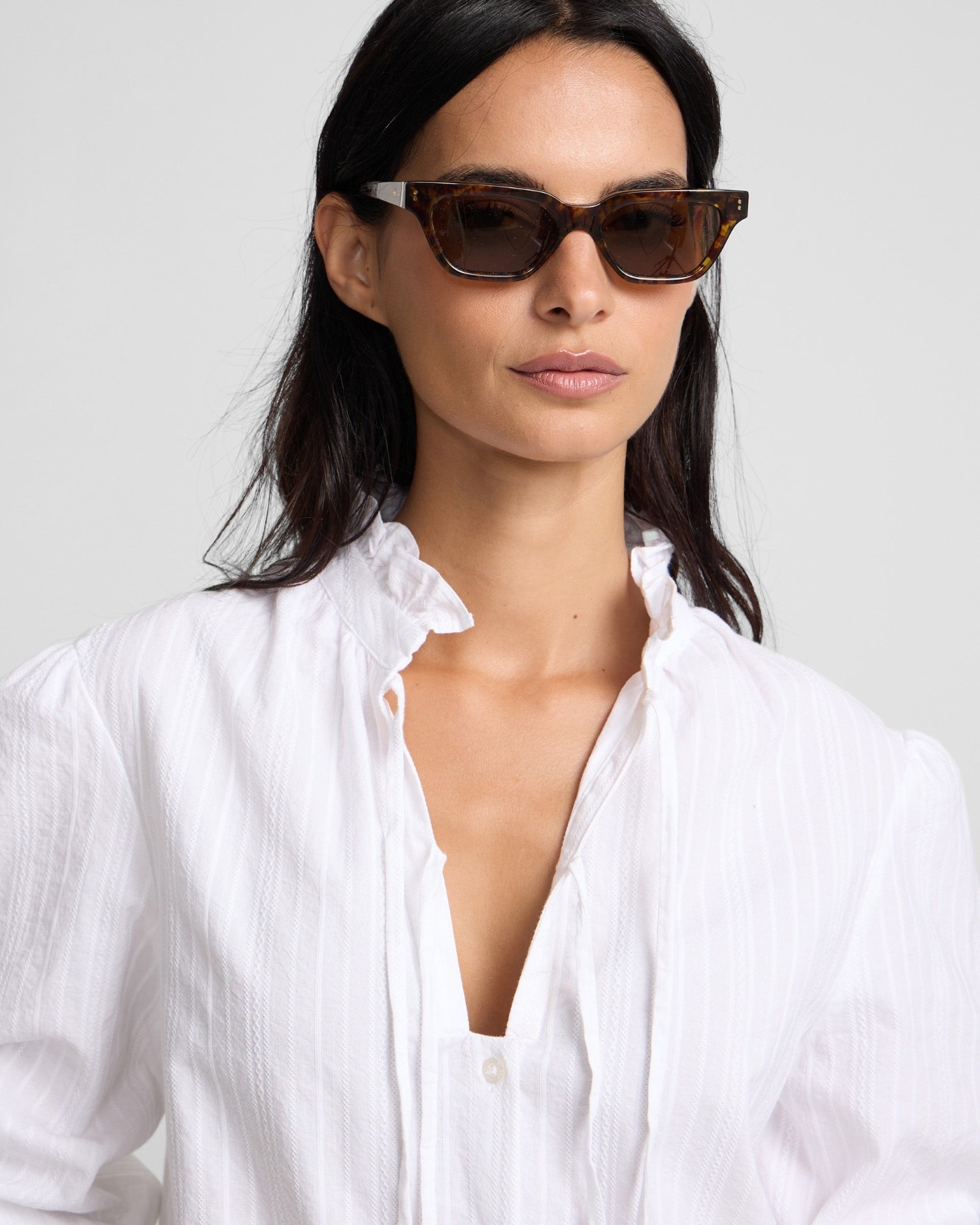 Camisa cuello alto lazos - Silbon - Blanco Blanco-3