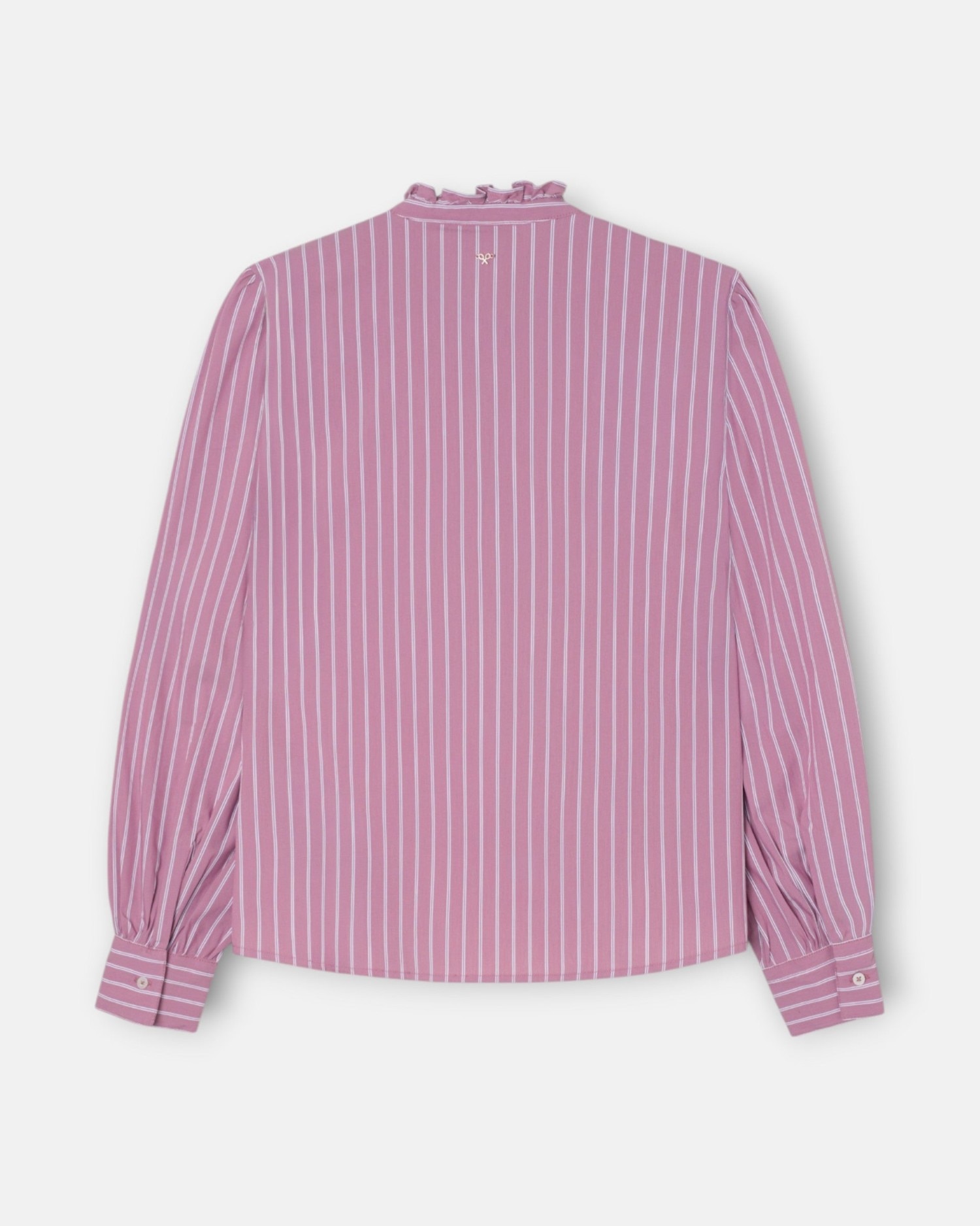 Camisa cuello alto lazos rayas - Silbon - Rosa Rosa-4