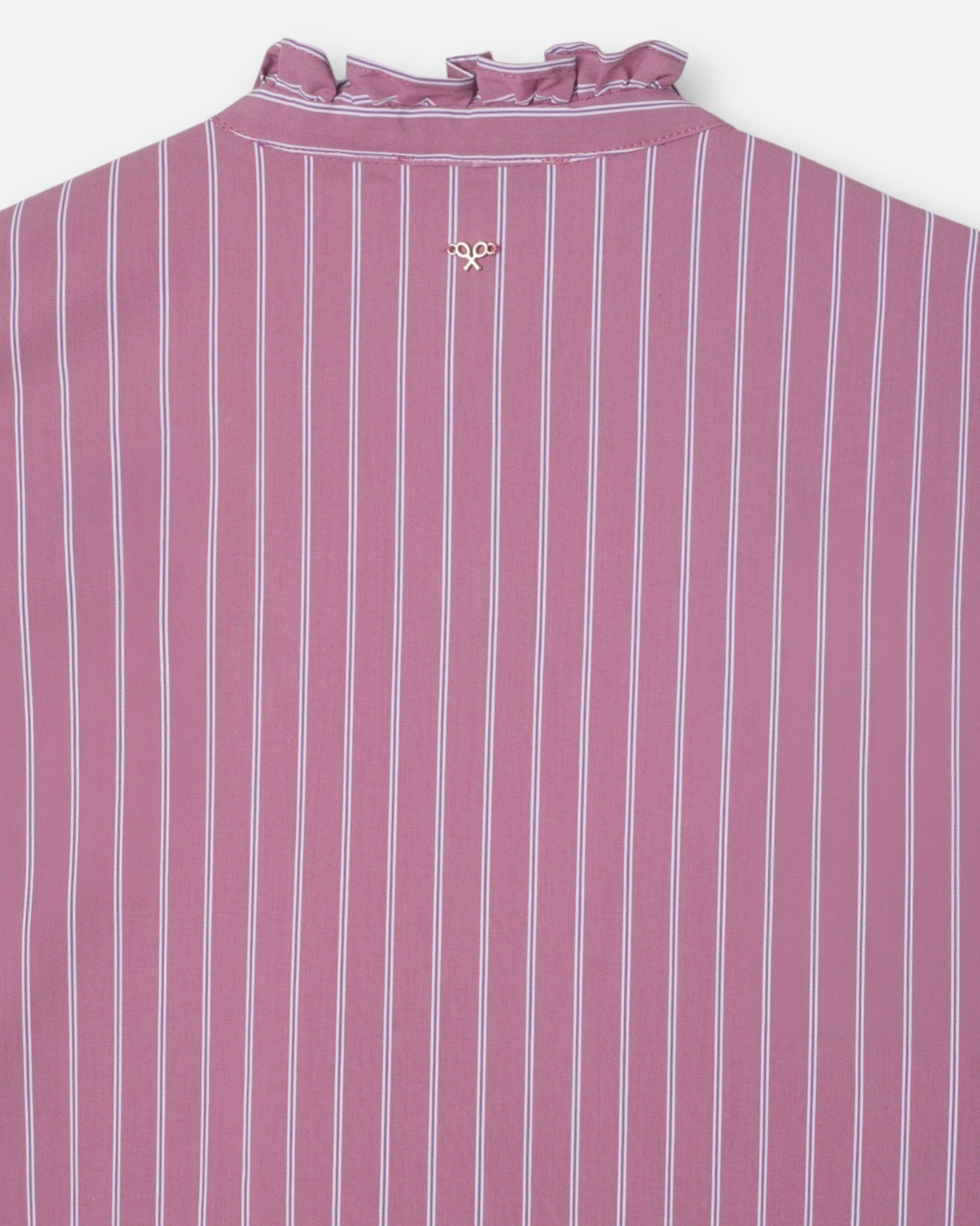 Camisa cuello alto lazos rayas - Silbon - Rosa Rosa-5