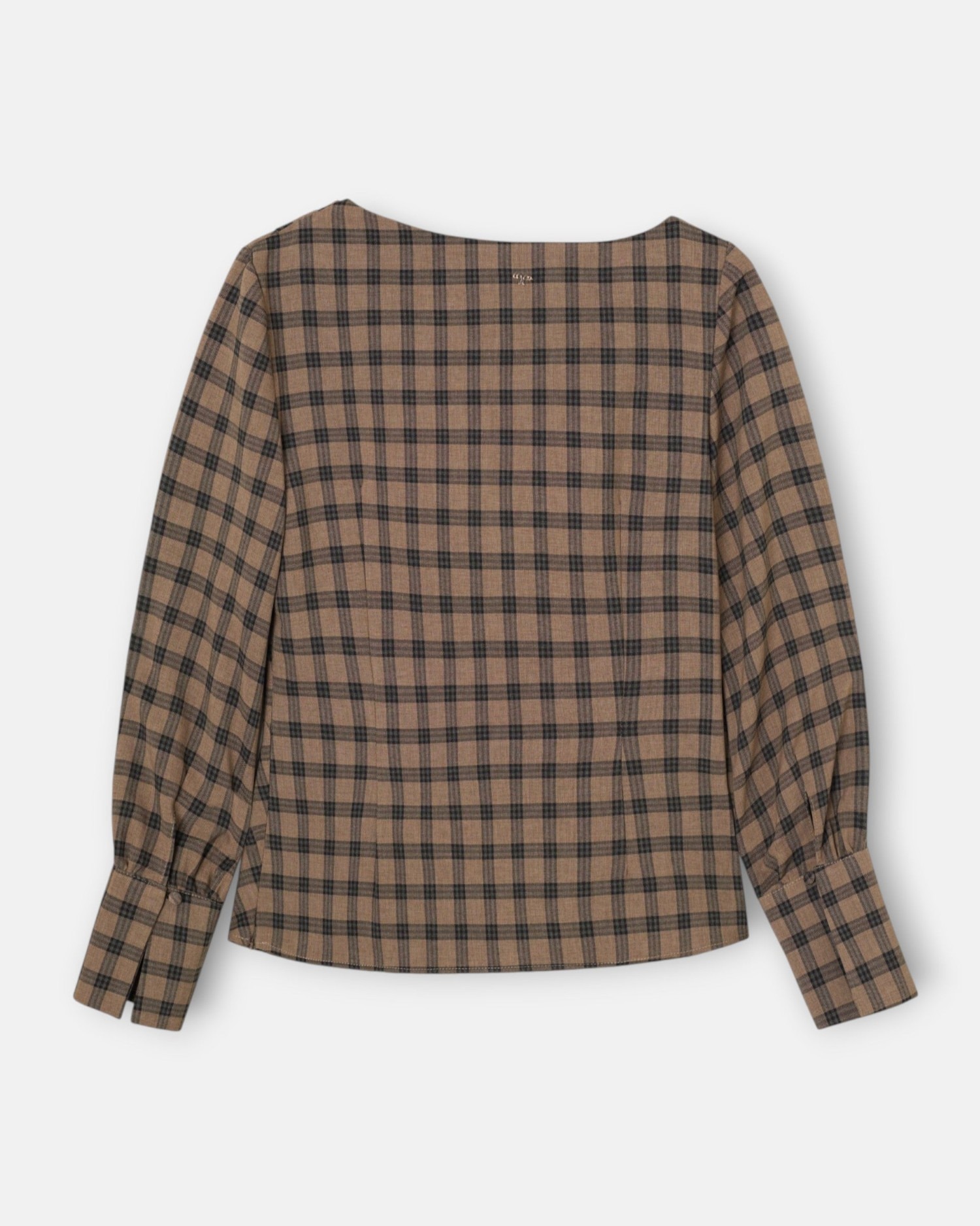 Blusa drapeada cuadros - Silbon - Marrón Marrón-4