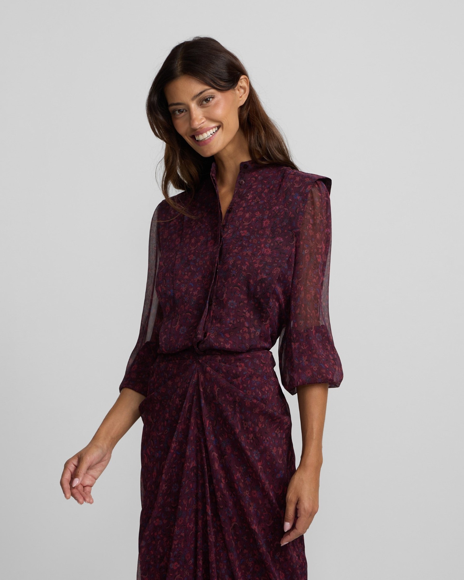 Blusa estampado flores granate - Silbon - Burdeos Burdeos-1